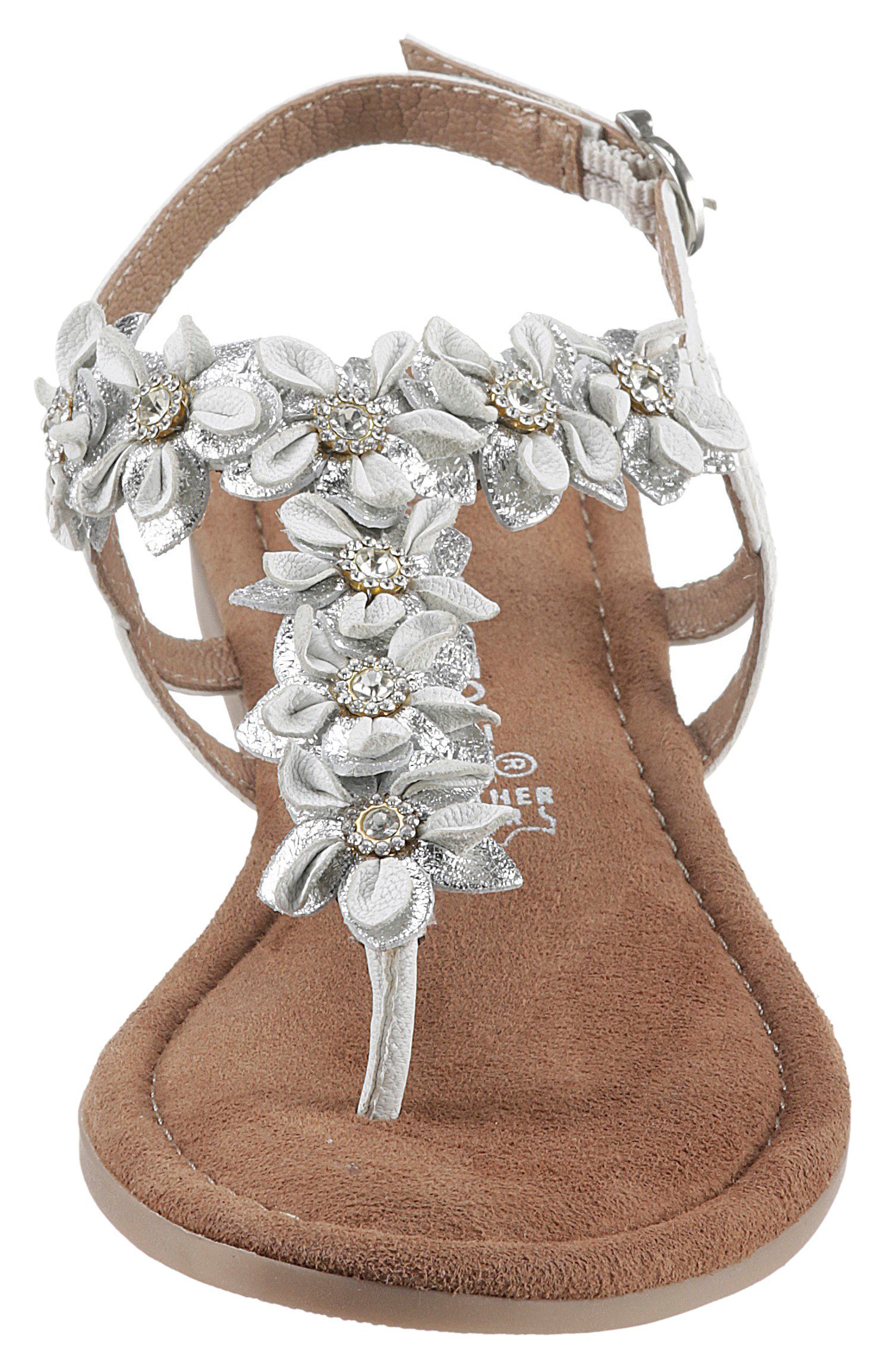 MARCO Blütenverzierung TOZZI mit aufwendiger Sandale weiß-silberfarben