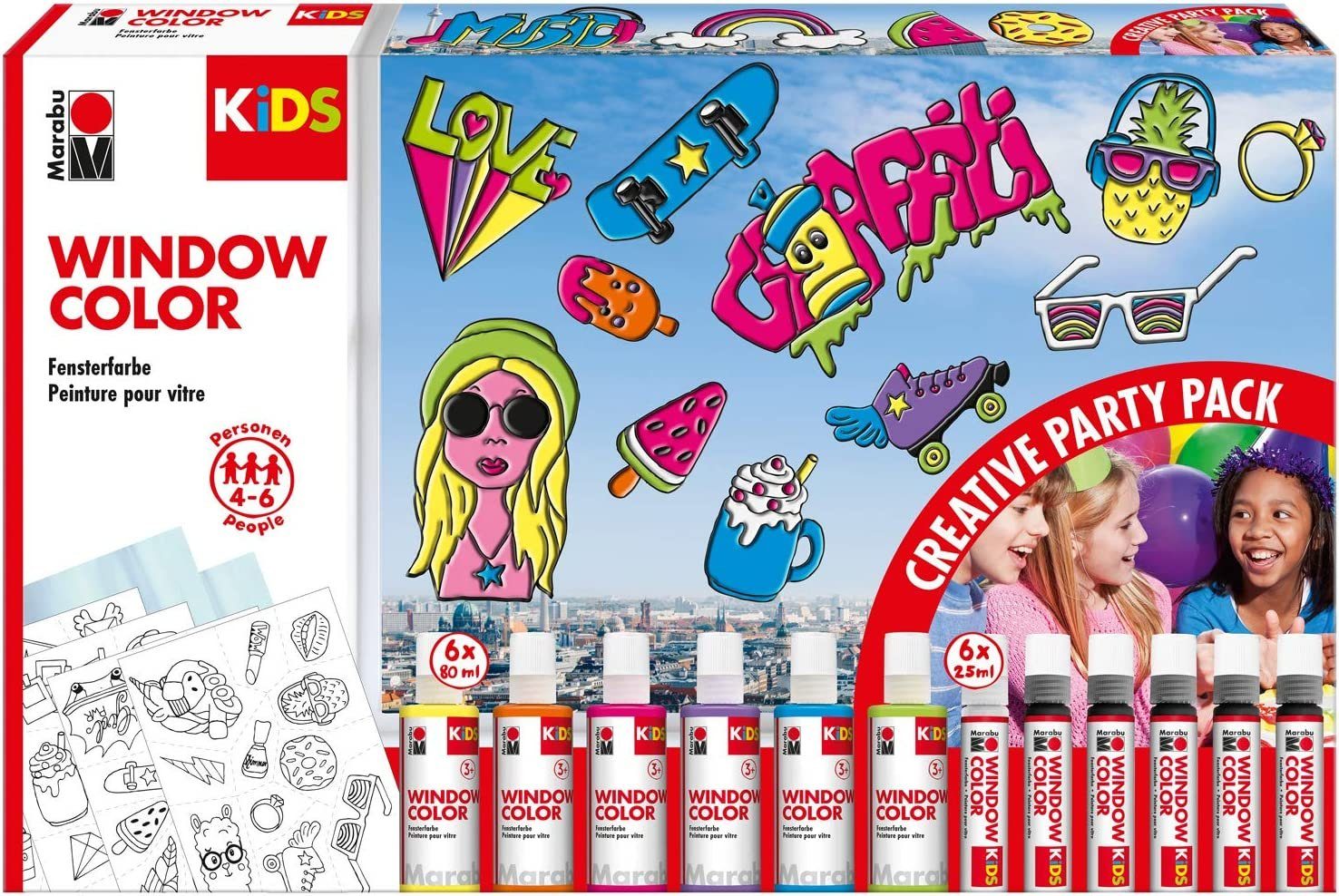 Sticker Marabu KiDS Window Color-Set "Party Pack", 6 x 80 ml
