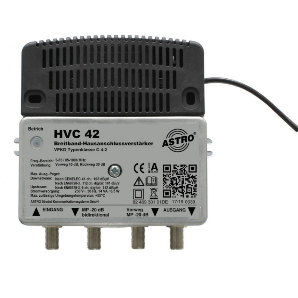ASTRO HVC 42 - Breitbandverstärker - Hausanschlussverstärker - schwarz Audioverstärker