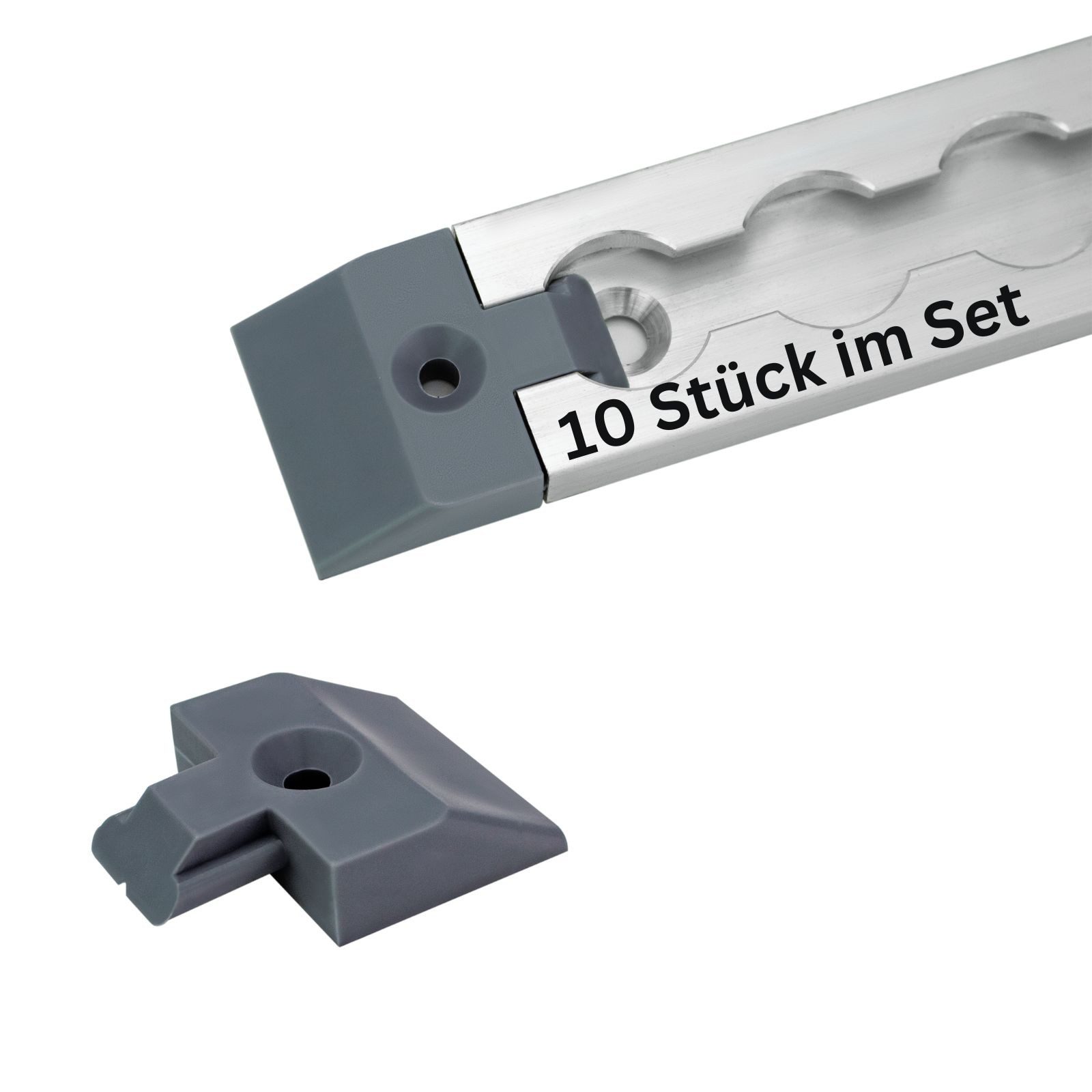 Spanngurt 10 Stück Endkappen grau für eckige Airlineschienen