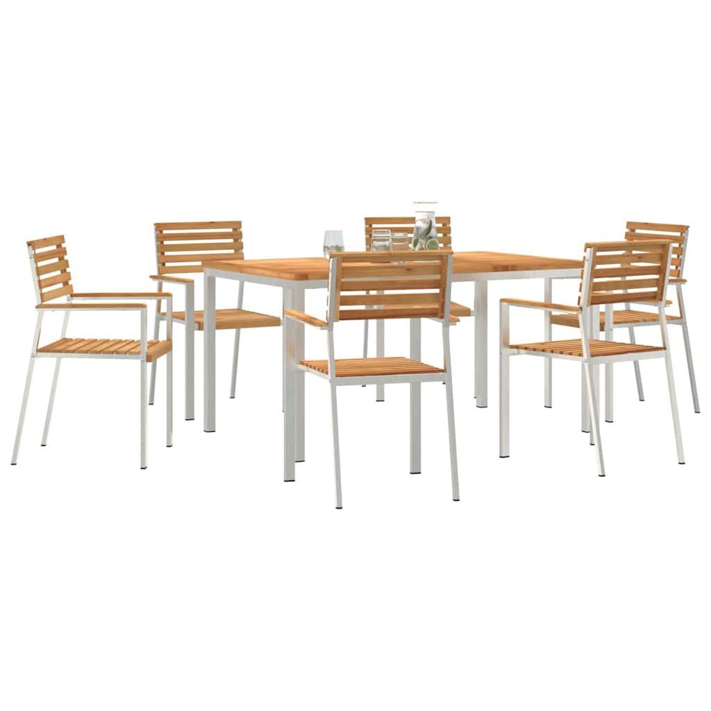 vidaXL Gartenlounge-Set Garten Essgruppe 7 Stk. Massives holz und Edelstahl, (7-tlg)