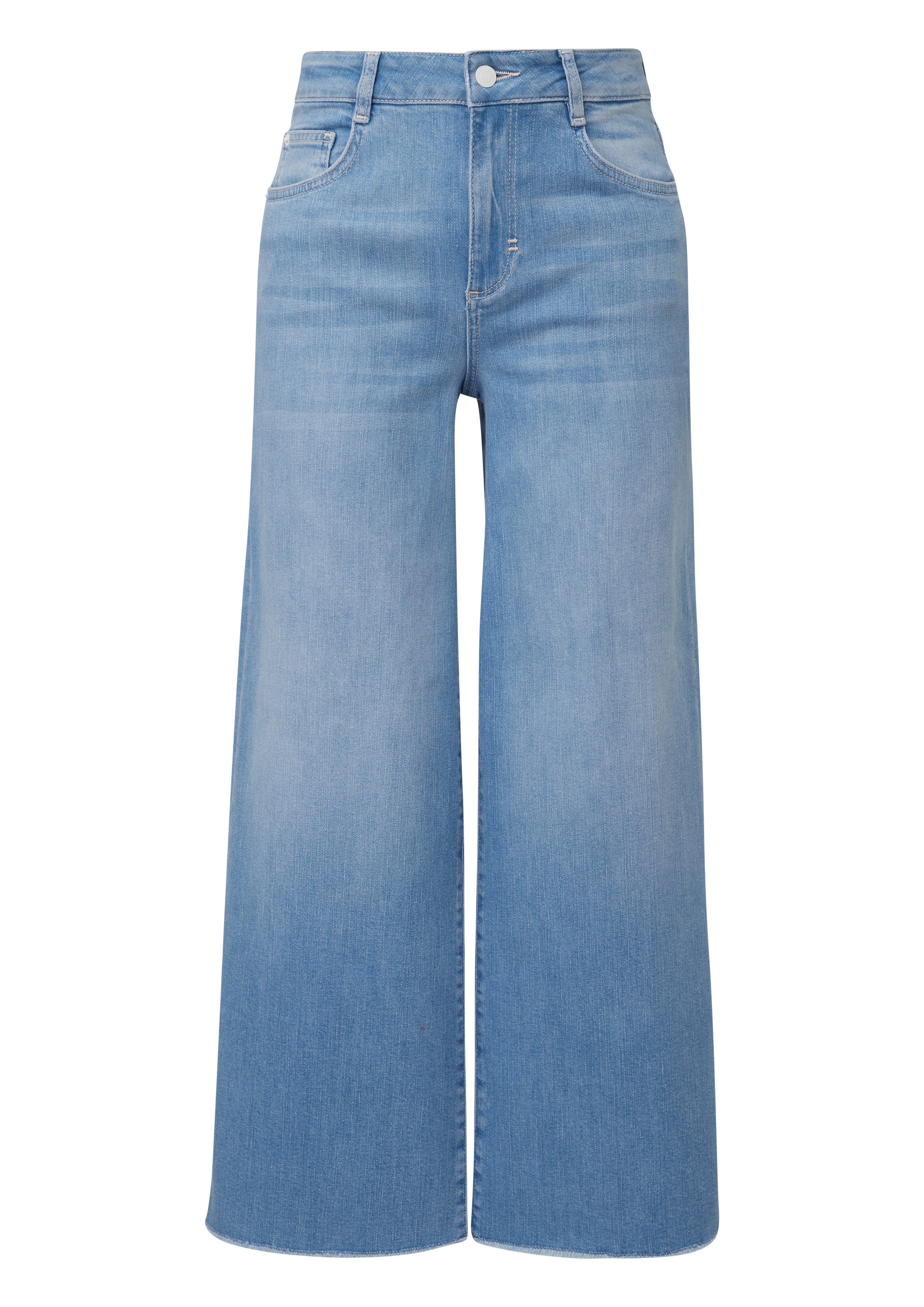 comma casual identity 5-Pocket-Jeans Ankle-Jeans mit weitem Bund aus Azure-Blue Stretch-Denim Waschung