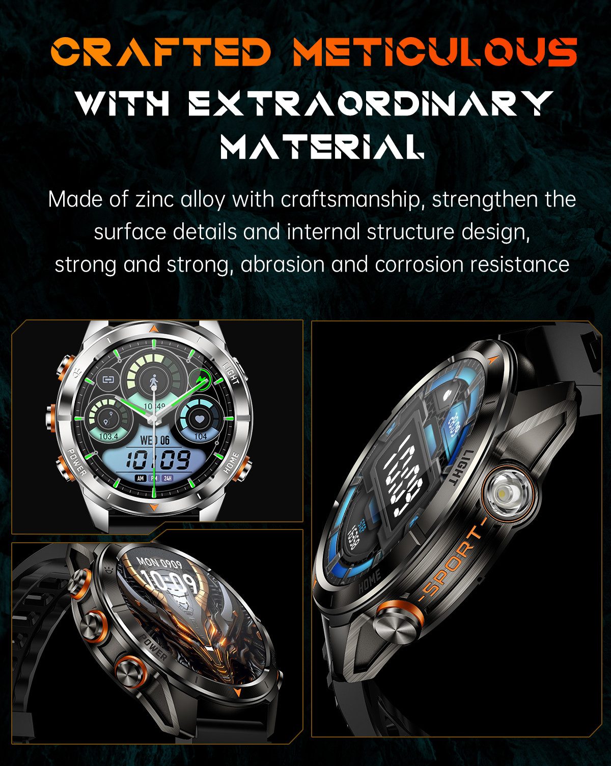 Zevelora Herren's Telefonfunktion IPX8-3ATM Wasserdicht Fitness-Tracker Smartwatch (1.46 Zoll, Android/iOS), Stilvolle Fitnessuhr mit Herzfrequenz, Schlafanalyse & Musiksteuerung
