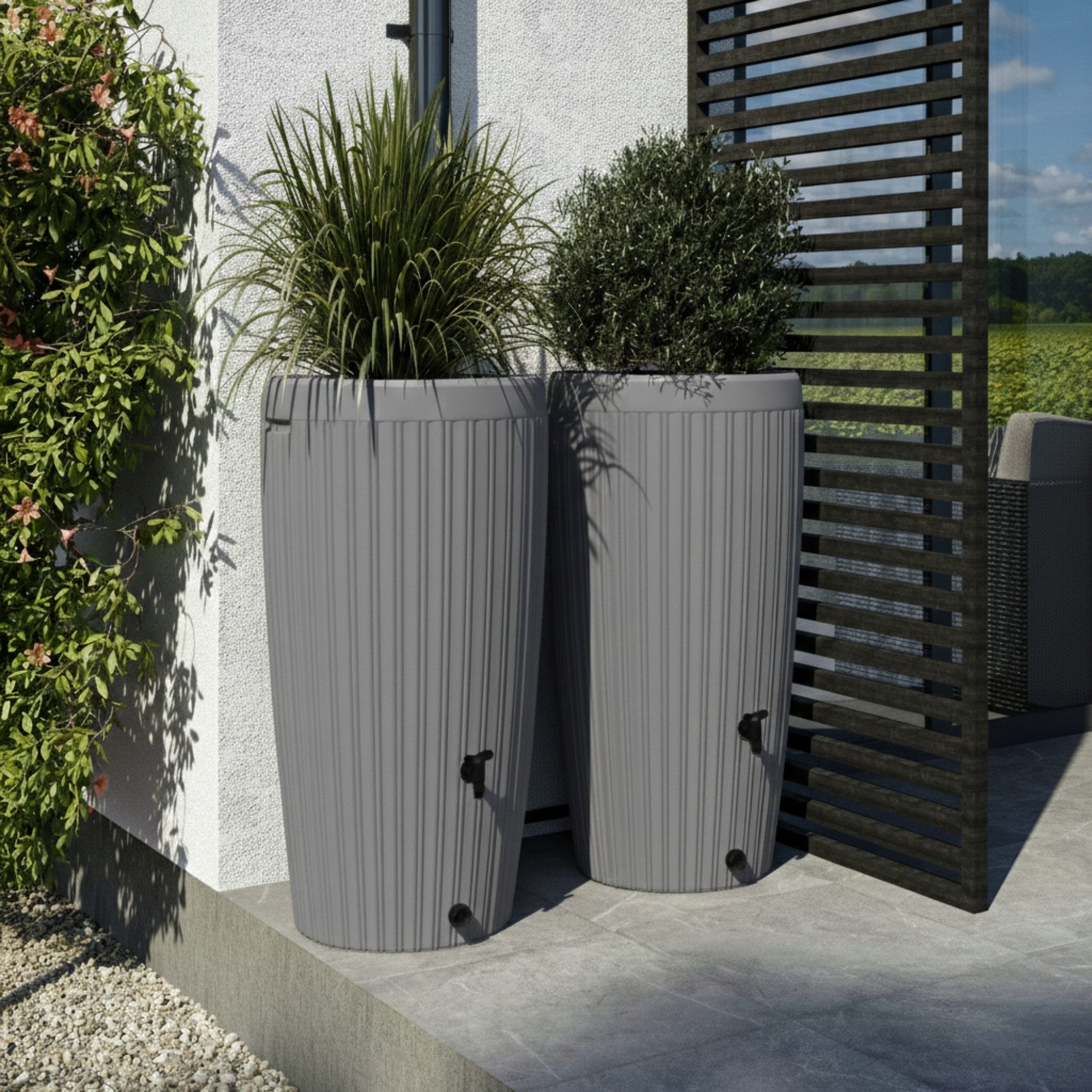 YourCasa Regentonne 240 Liter [RainCatcher] Messing Wasserhahn & Deckel Regenfass, BxTxH: 59,5x59,5x112cm