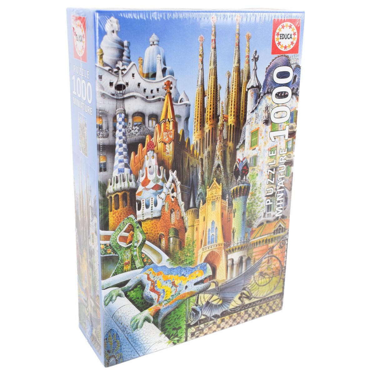 Educa Puzzle 1000 Teile Miniatur Puzzle 46 x 30 cm Collage Gaudi oder Wahrzeichen, 1000 Puzzleteile, farben- & kontrastreich
