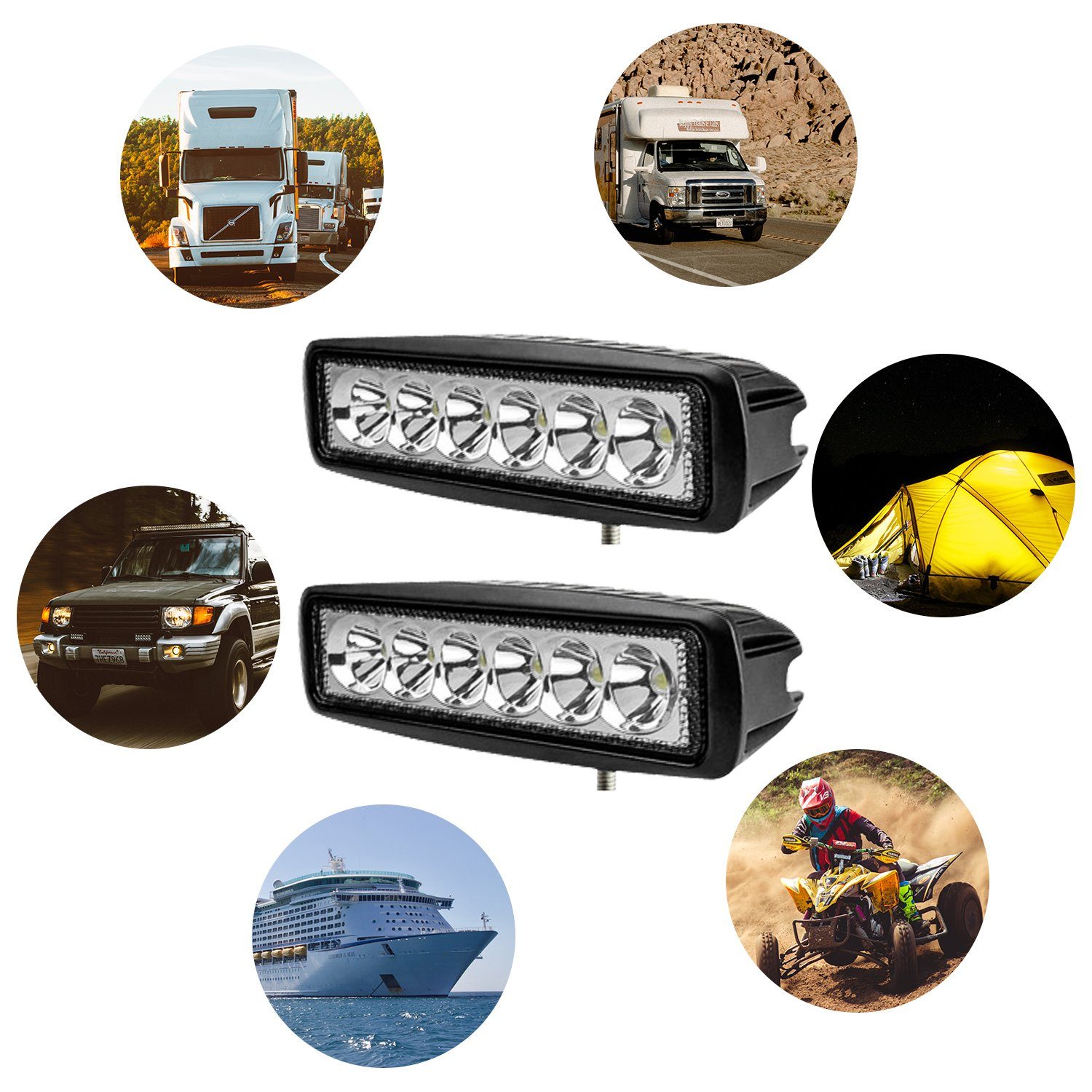 AUFUN LED Scheinwerfer 12V/24V Flutlicht für Traktor SUV UTV ATV, IP67,  2*18W, 2*18W / 4*18W