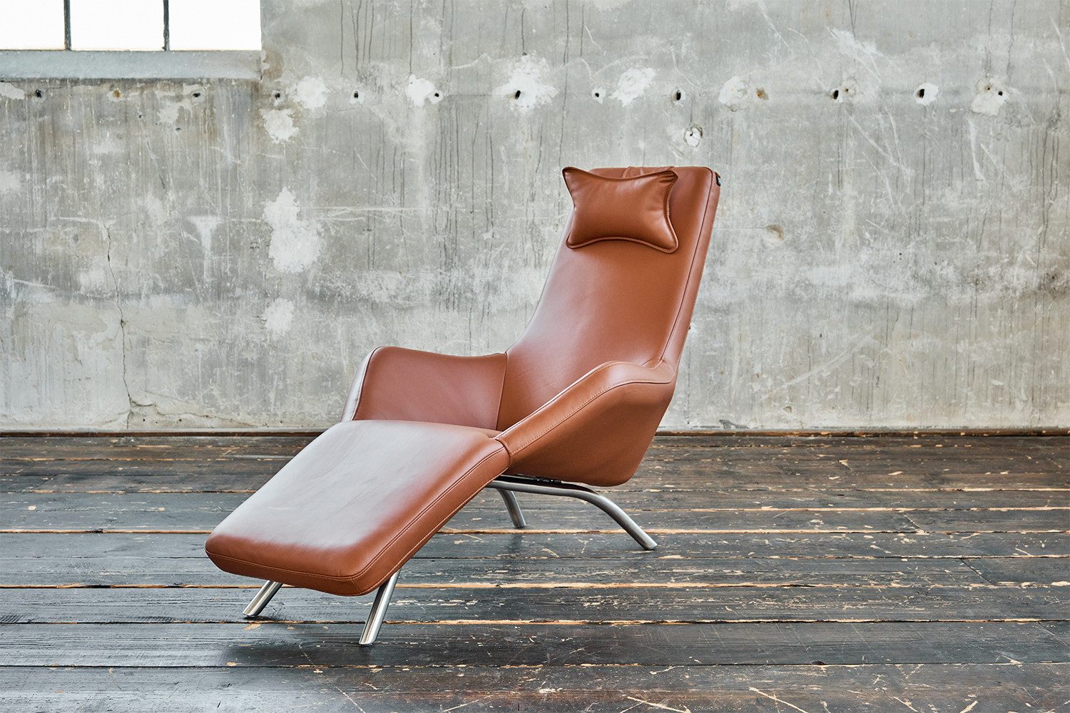 KAWOLA Relaxliege CAVAL Sessel Leder - Komfort & Entspannung - Wohnzimmer, Echtleder, Edelstahl, hohe Ergonomie für maximalen Komfort