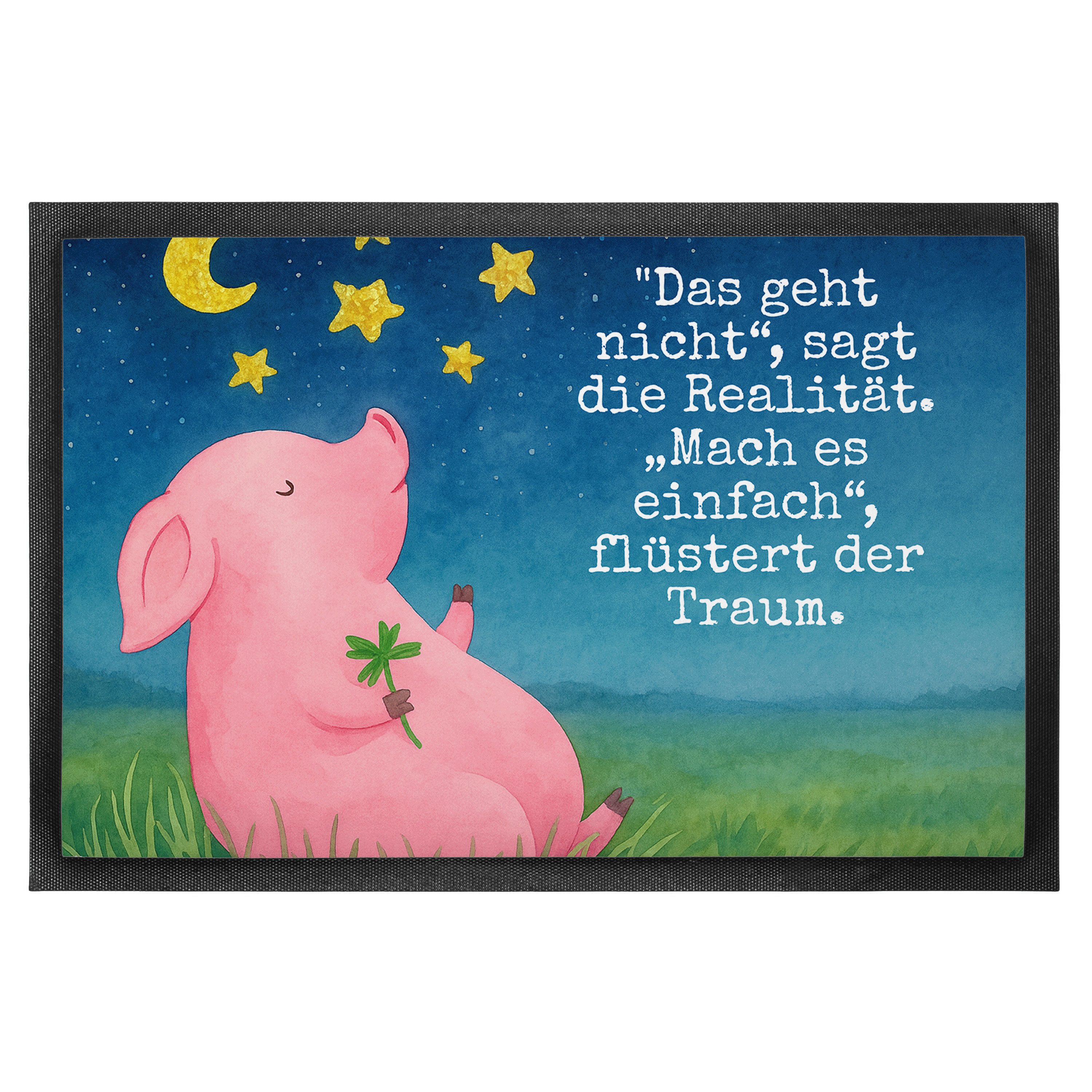 Mr. & Mrs. Panda Fußmatte Schwein Glück Design, Schuhabstreifer 40 x 60 cm, Weiß, Schmutzfangma, rechteckig, Höhe: 40 mm, Fussmatte Bodenvorleger Schweinchen