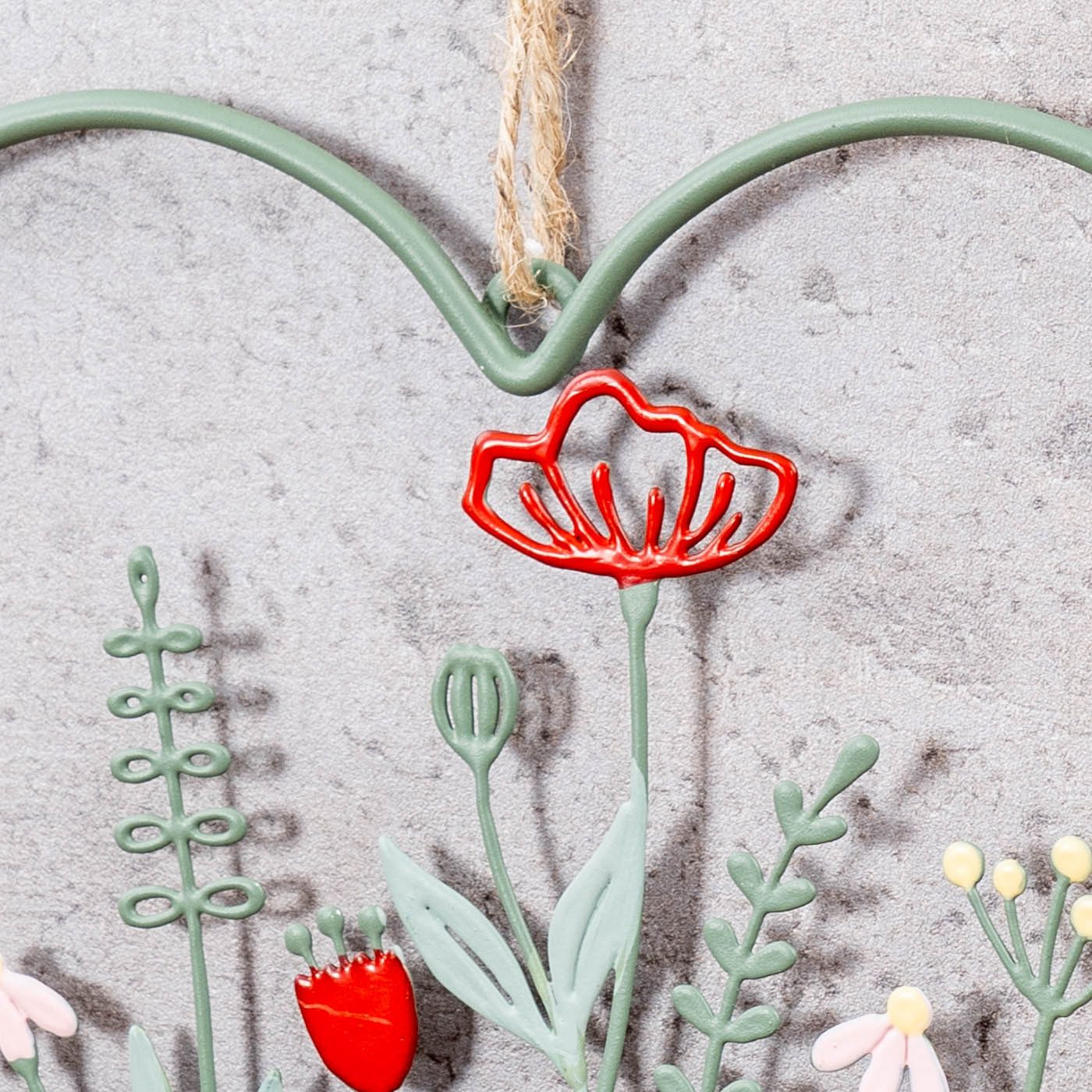 Levandeo® Metallbild, Metallschild Frühling 15x15cm Dekoschild Herz Grün Wiese Türschild