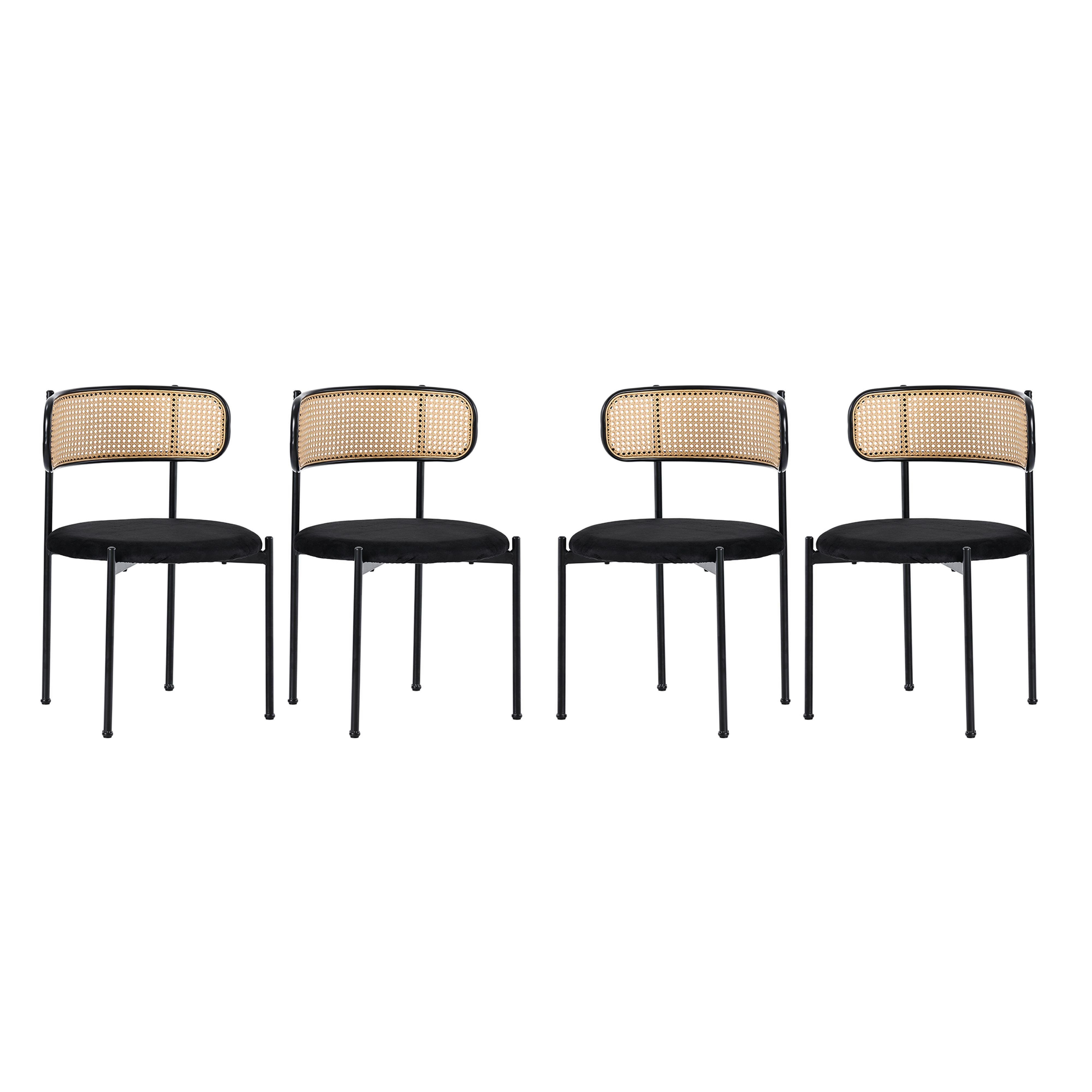 BlingBin Esszimmerstuhl Rattan-Freizeitstuhl, Samt-Esszimmerstuhl, Einfacher Freizeitstuhl (4pcs/Set, 4 St), Moderner Einfacher Freizeitstuhl für Wohnzimmer- und Schlafzimmerstuhl