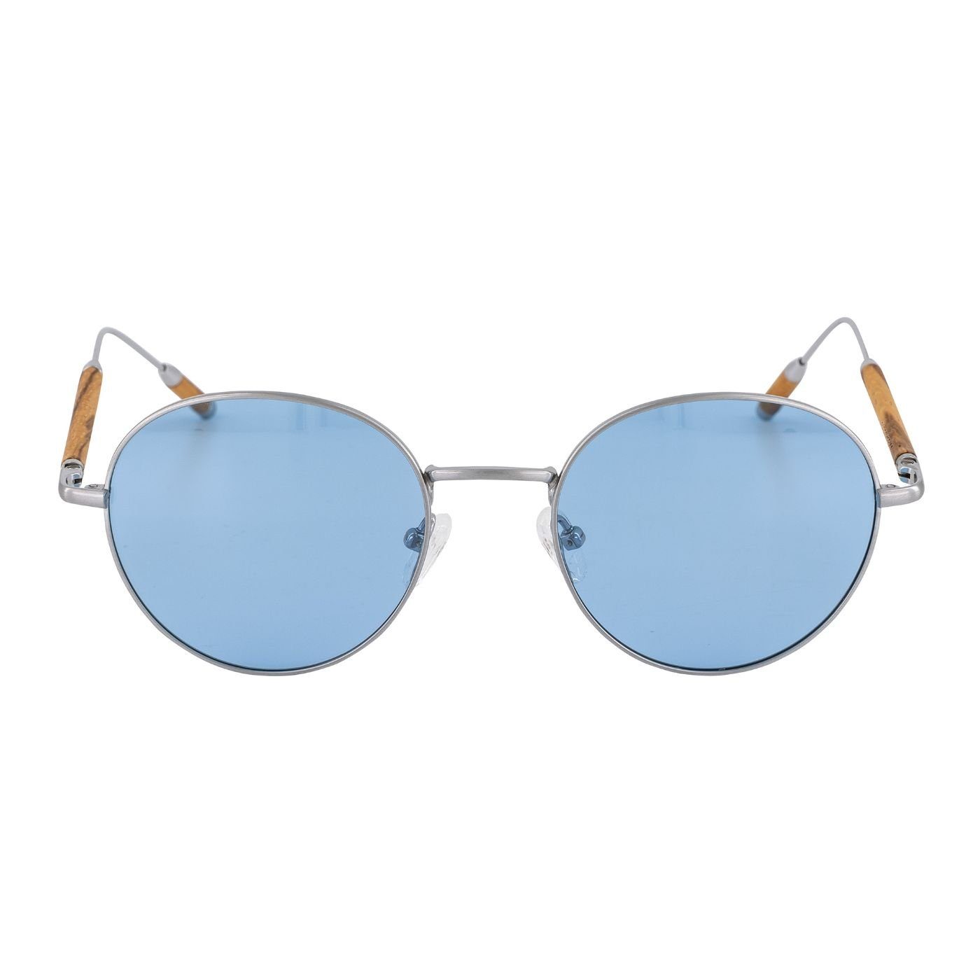 Holzelementen Zebrano Holz-Sonnenbrille Titan Woodenlove Titanbügel Etui) (Set, mit Brillenputztuch und Premium mit Sonnenbrille faltbarem
