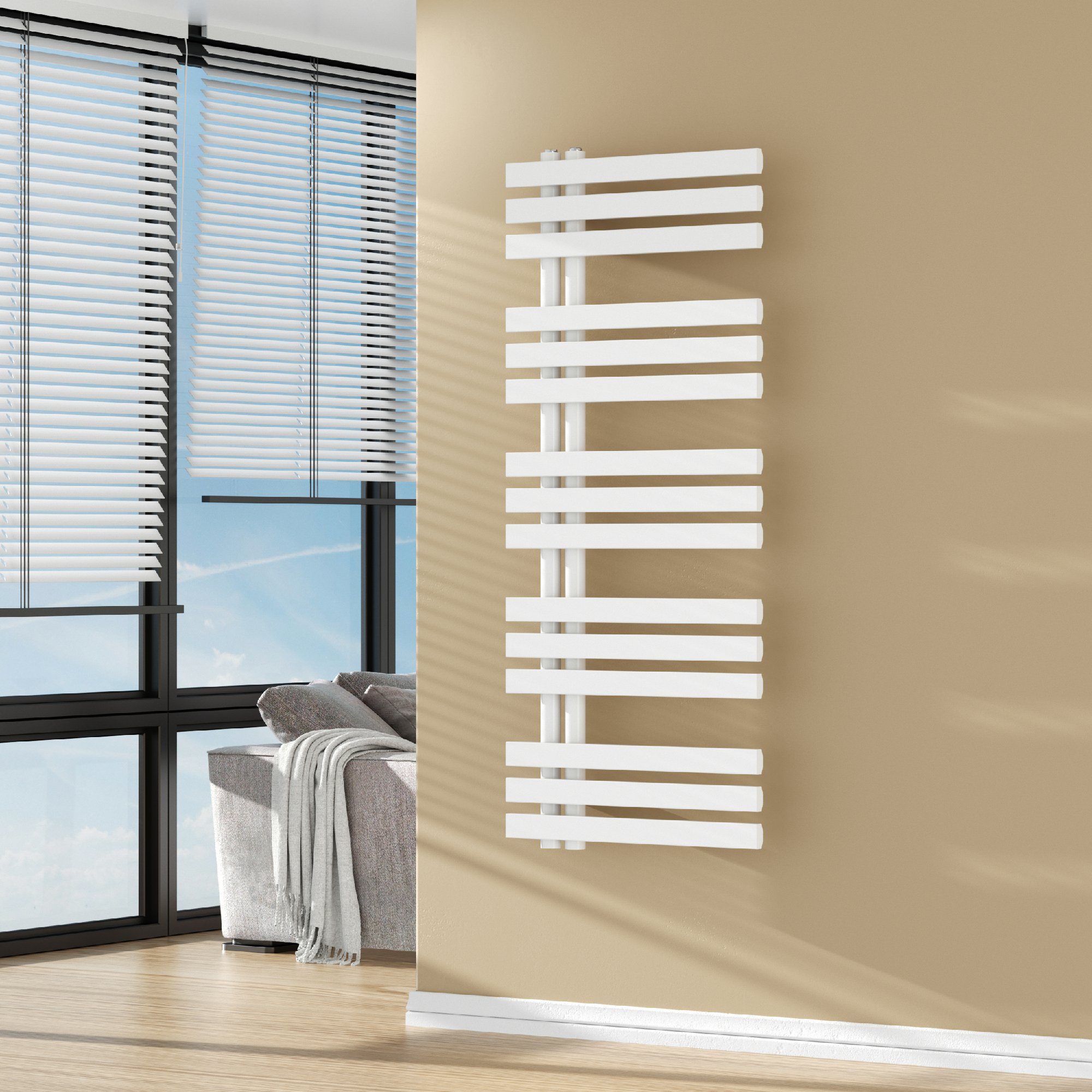 neu.haus Badheizkörper, »Slidre« Handtuchheizkörper mit 15 Lamellen 120x50 cm Weiß