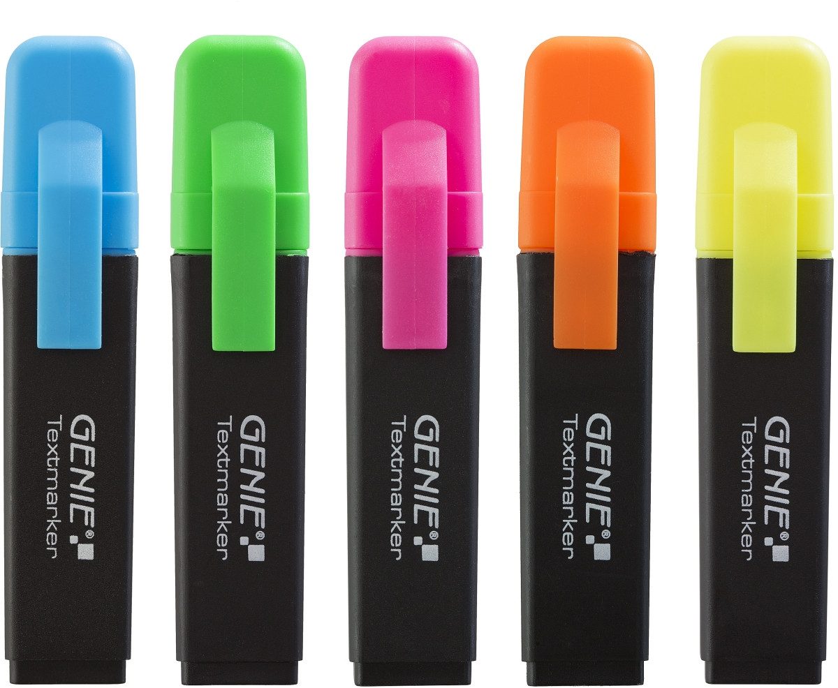GENIE Marker Textmarker 5-Farben VE=5 Stück (8 Stück)