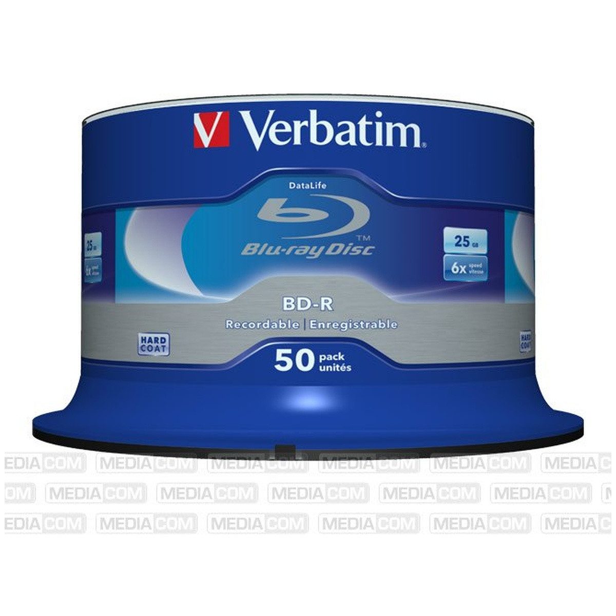 Verbatim Blu-ray-Rohling Verbatim BD-R 25GB 1-6x Cakebox 50er White Blue
