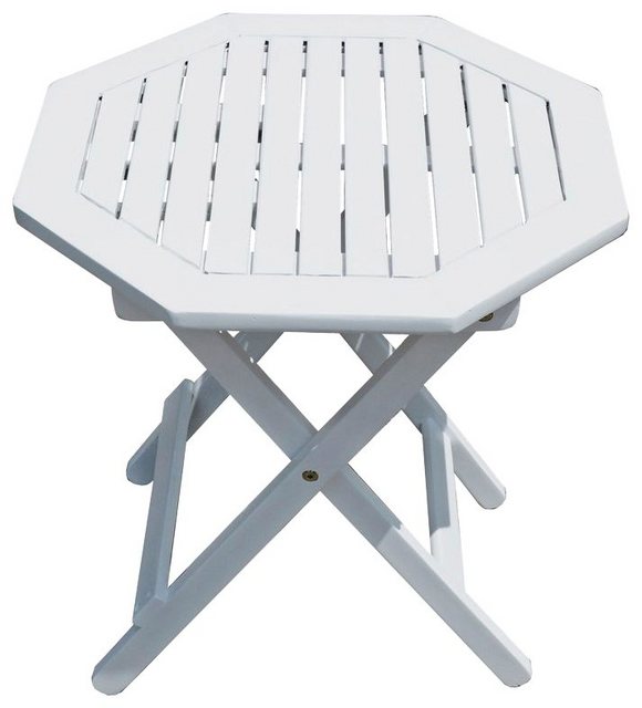 GARDEN PLEASURE Gartentisch GLENDALE, Eukalyptusholz, klappbar, 50x50 cm, weiß