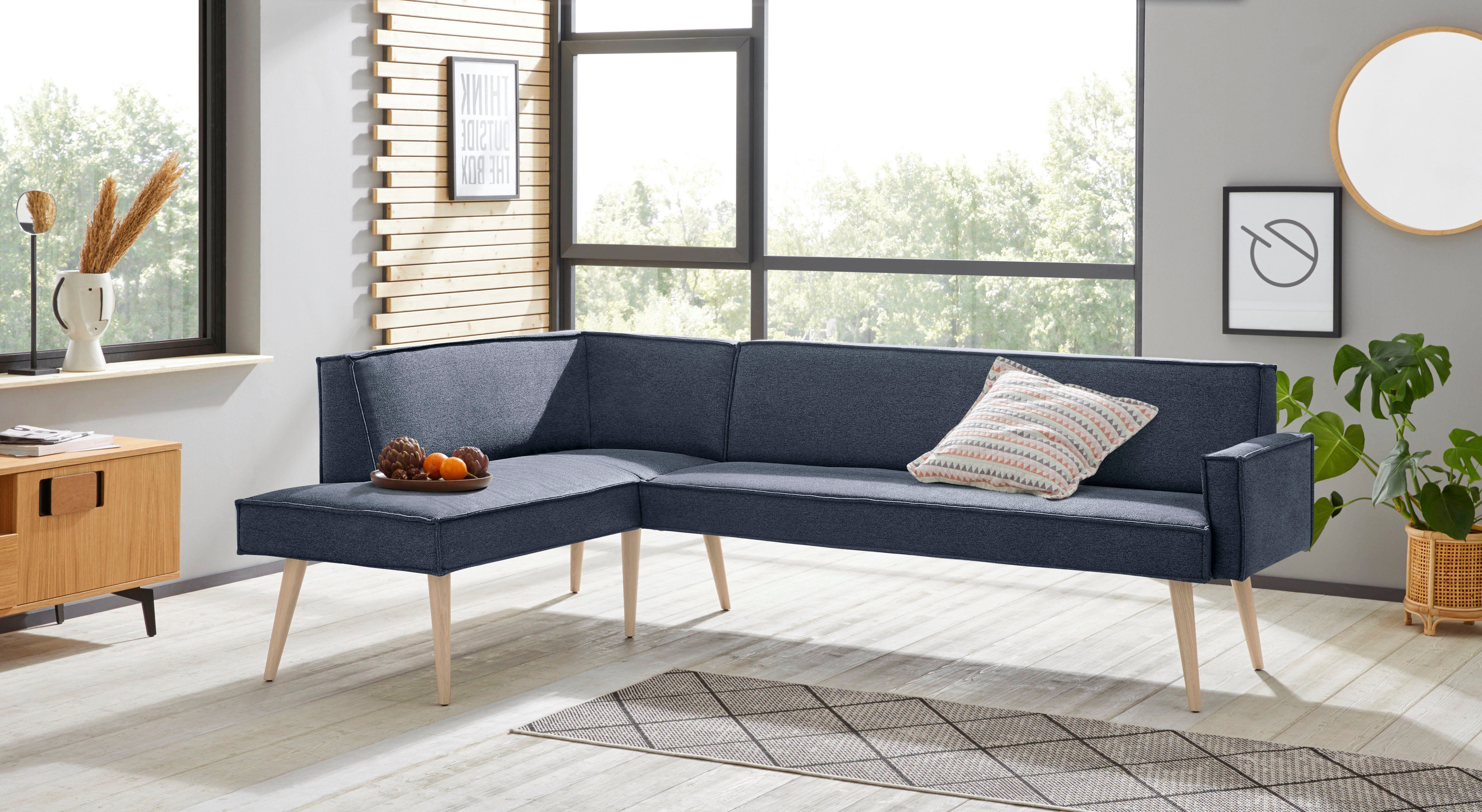 exxpo - sofa fashion Eckbank Lungo, moderne Kedernaht, bequem und elegant, hoher Holzfuß, hochwertige Detailverarbeitung, frei im Raum stellbar
