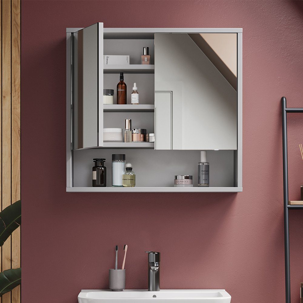 Vicco Badezimmerspiegelschrank Eliza, Grau/Grau, 70 x 65 cm mit 2 Türen (1-St) – Bild 5 von 5