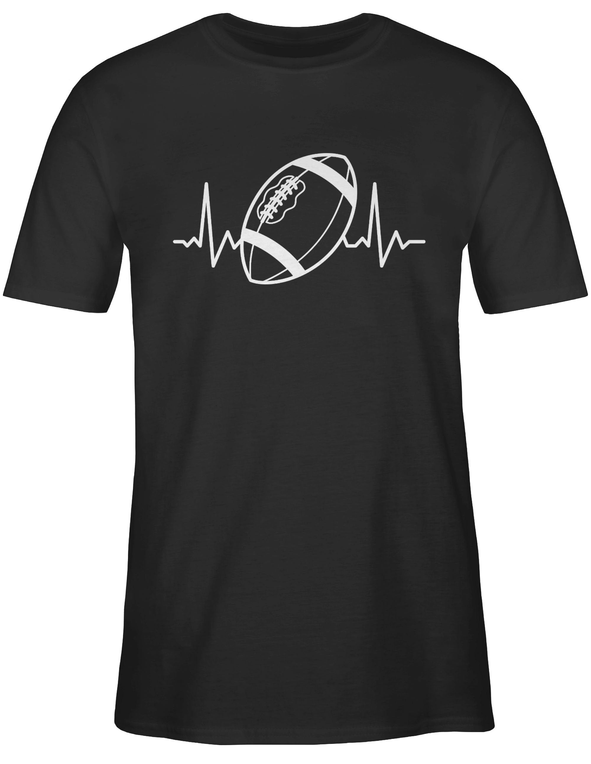 Football American Schwarz Herzschlag - Shirtracer Football weiß NFL T-Shirt 01
