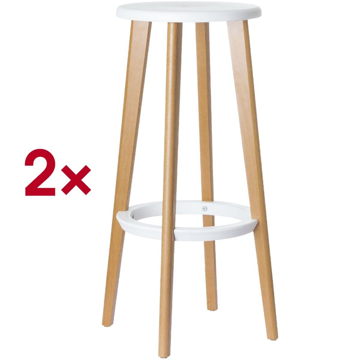 meet Barhocker Woody (2 St., 2er-Set), Tresenhocker mit 4 Füßen, Holz / Kunststoff, Höhe 76 cm