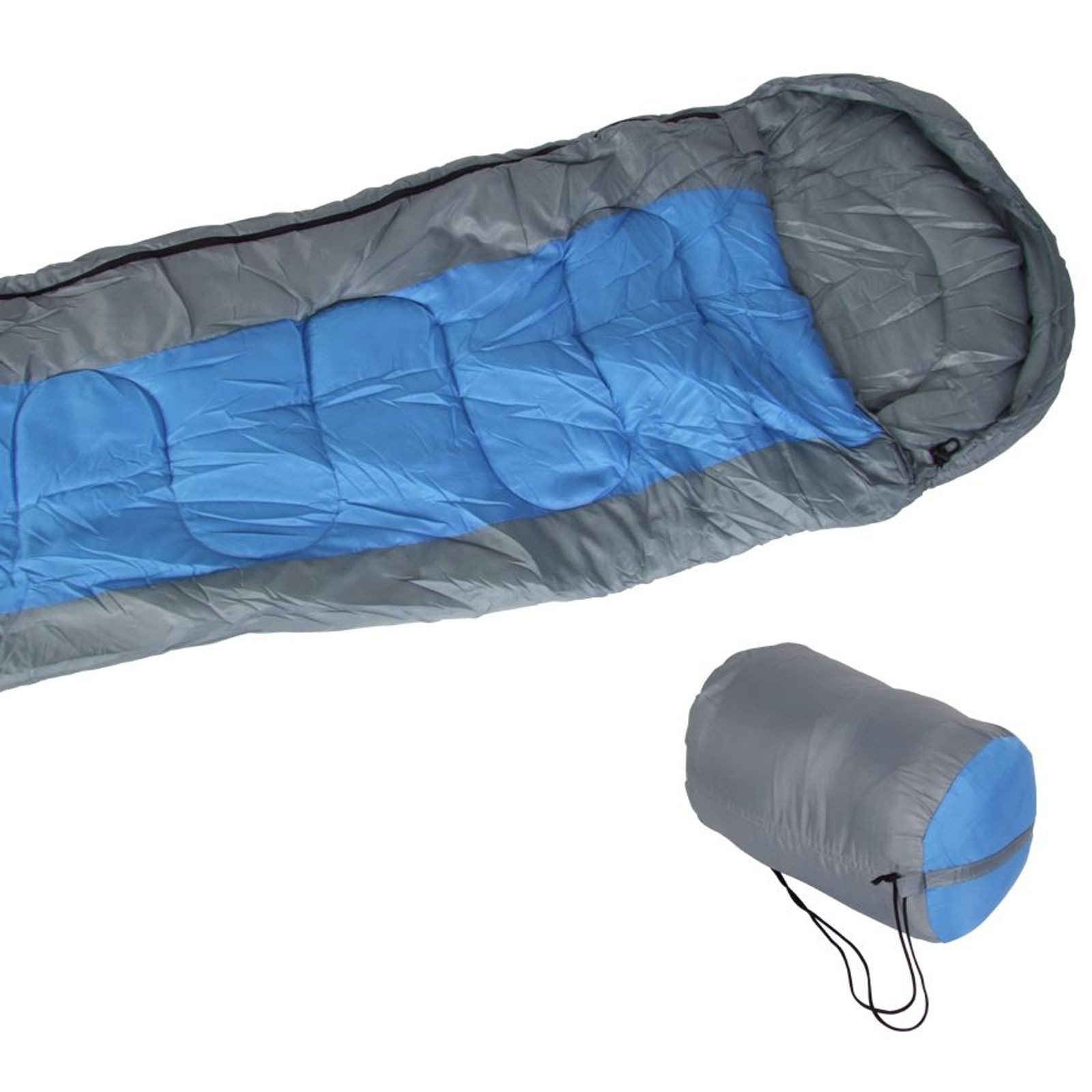 BURI Mumienschlafsack Schlafsack blau Mumienschlafsack +Tasche Deckenschlafsack Camping Zelt