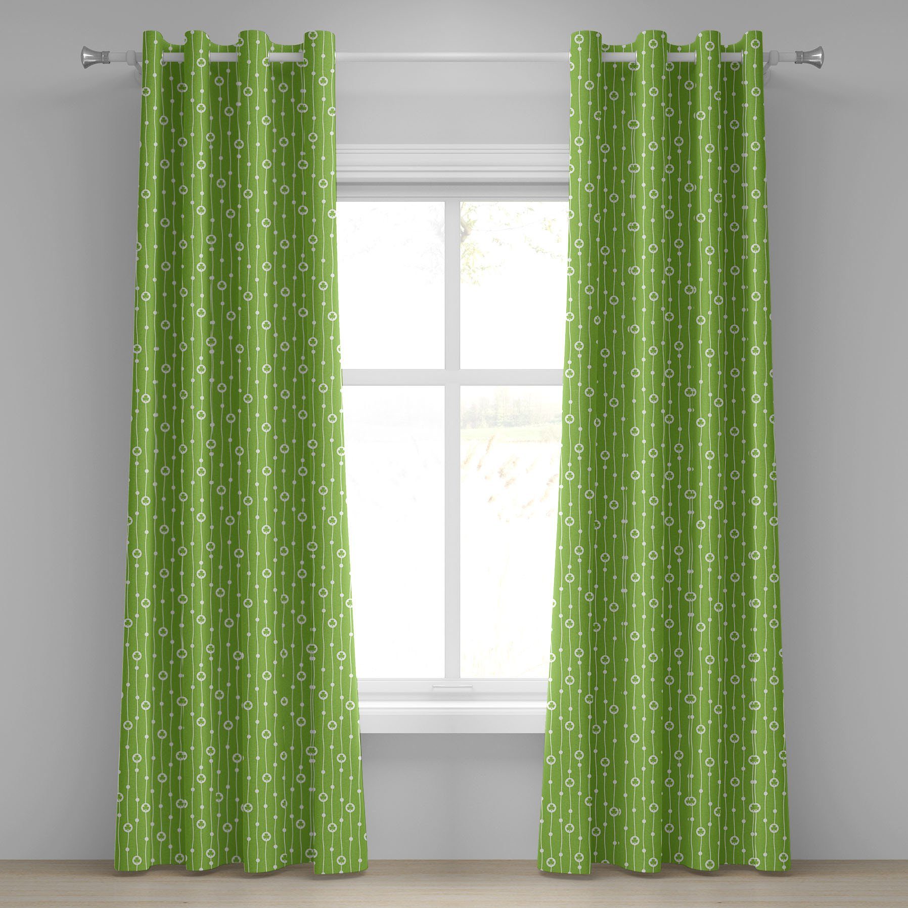 Gardine Dekorative 2-Panel-Fenstervorhänge für Schlafzimmer Wohnzimmer, Abakuhaus, irisch Trifolium gewellte Linien