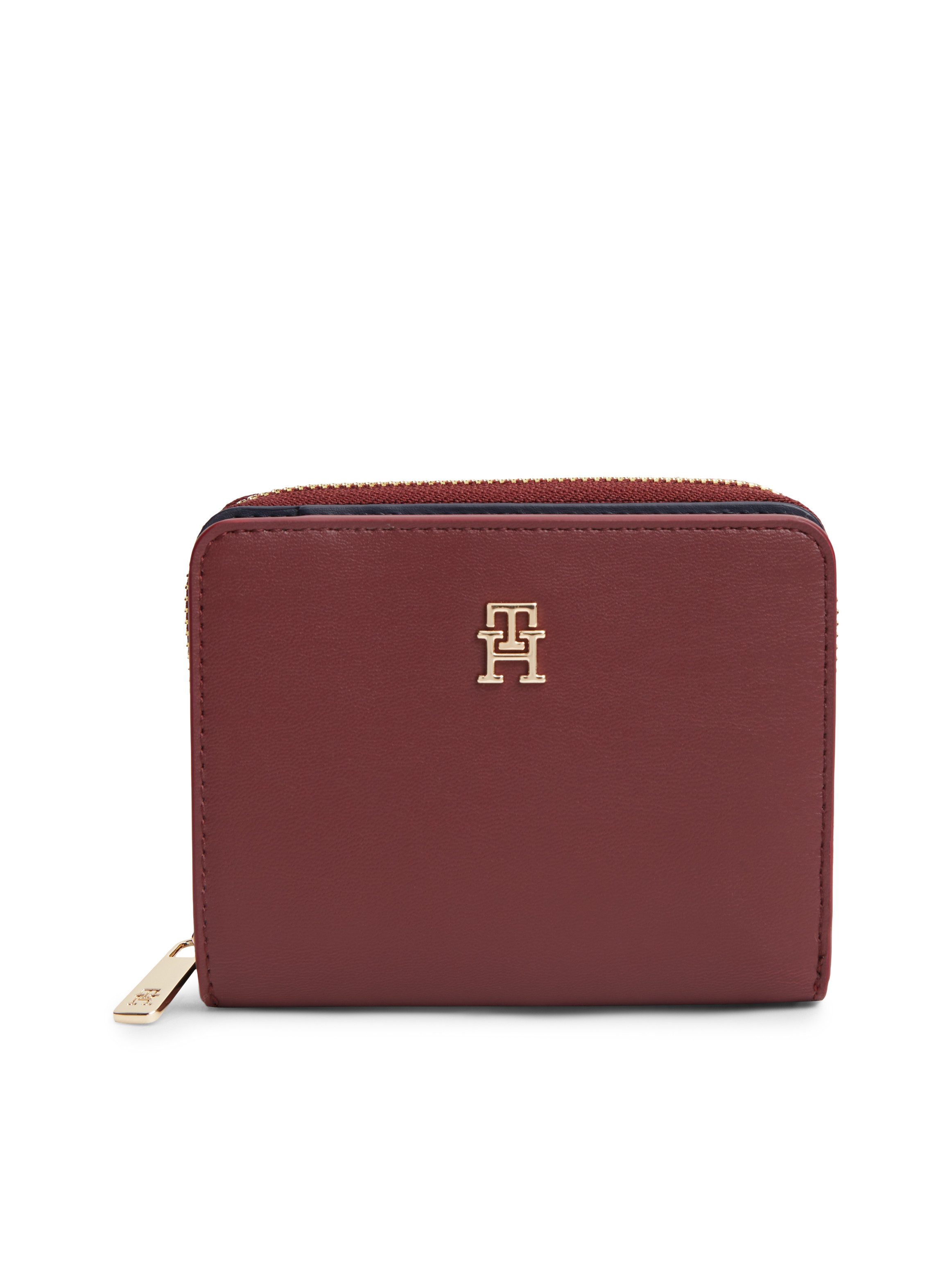 Tommy Hilfiger Geldbörse TH ICON MED ZA FLAP, Damen Geldbeutel, Portemonnai mit edlem TH-Logoemblem
