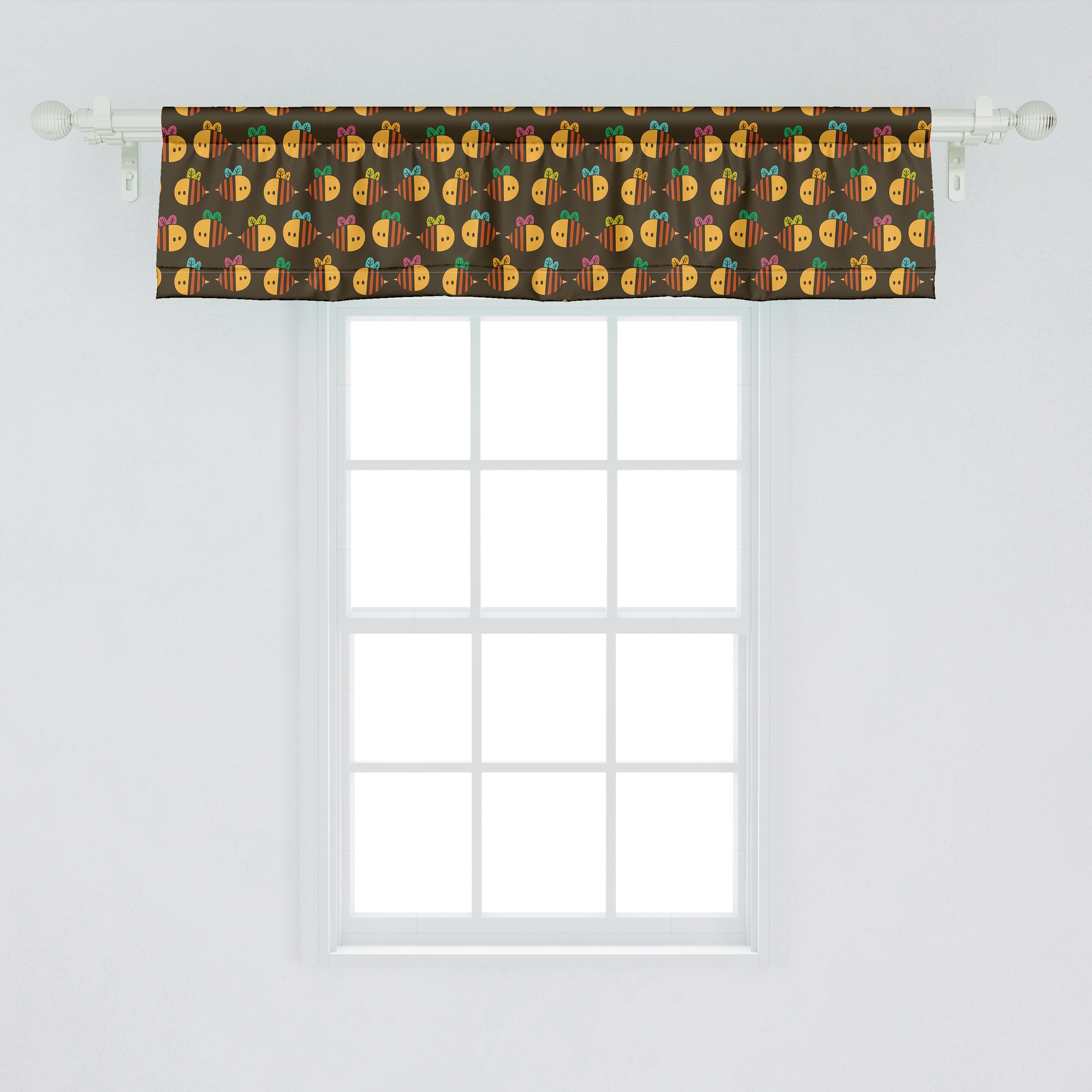Scheibengardine Vorhang Küche Microfaser, Stil Dekor Kinder für Volant Abakuhaus, Bienen-Muster mit Karikatur Stangentasche, Schlafzimmer