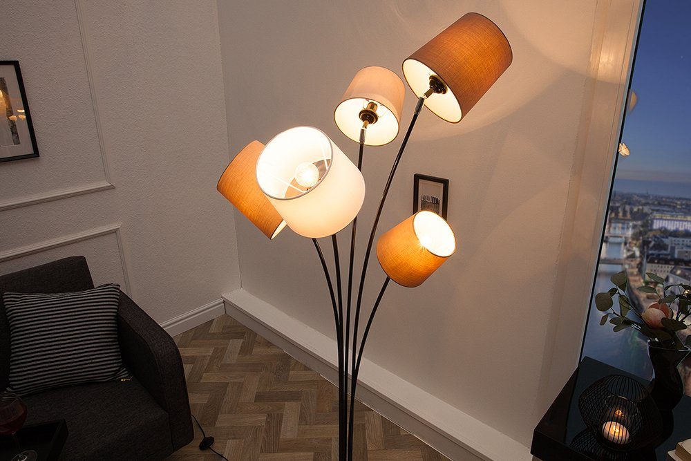 riess-ambiente Stehlampe LEVELS 176cm weiß / beige / braun, ohne Leuchtmittel, Wohnzimmer · Metall · Leinen · Marmor · Retro