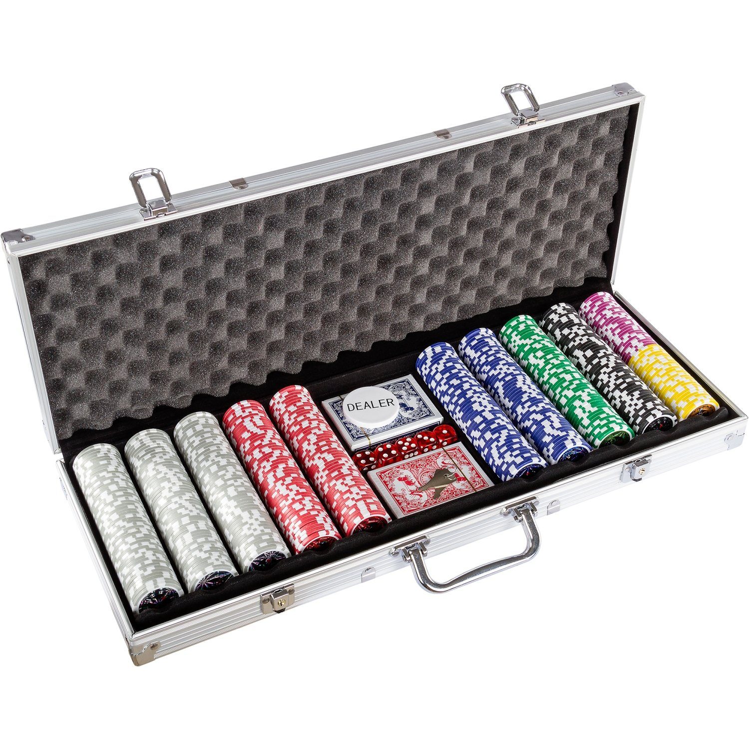 Ultimate Spiel, hochwertigen PLANET Laserchips, Silver Edition Metallkern, 1000 mit 1000er Pokerset GAMES Koffer Aluminium, aus mit