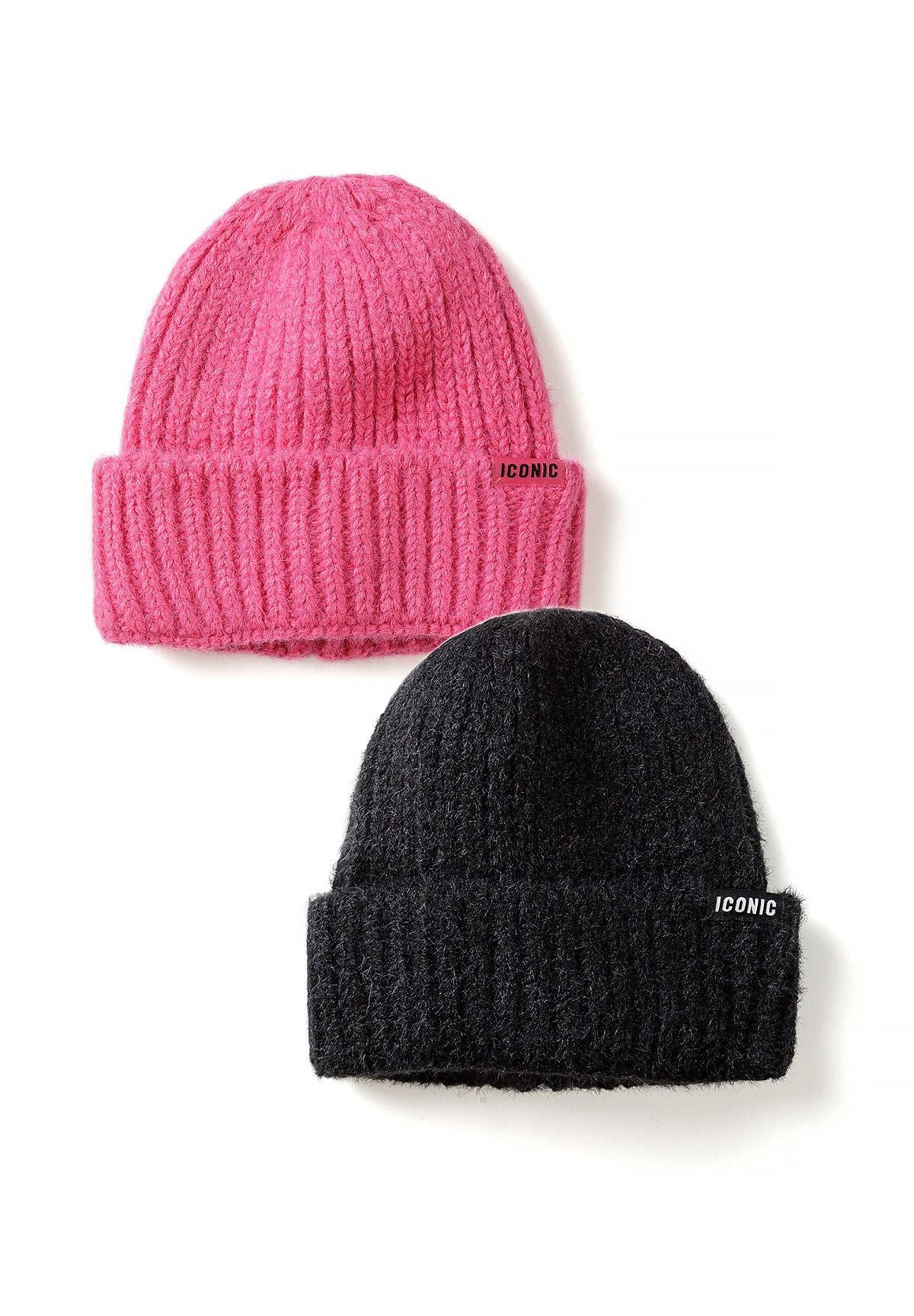 MINOTI Beanie für Mädchen im 2er-Pack, flauschige Wintermütze (Packung, 2-St) aus Rippstrick