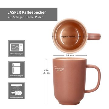 Ritzenhoff & Breker Becher Ritzenhoff 6x Jasper Kaffeebecher 250ml H10,4cm Puder Tee-Tassen, Steingut