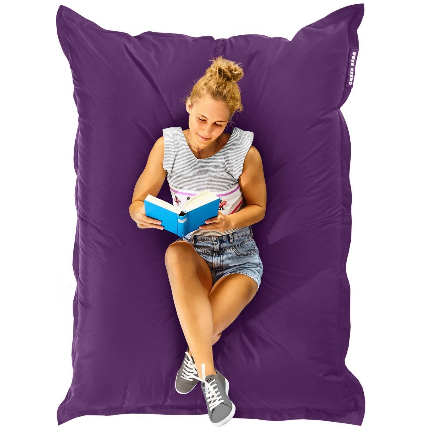 Green Bean Sitzsack XXL Outdoor Sitzsack Square 140x180cm (XXL Riesensitzsack 140x180cm 380 Liter Kinder & Erwachsene Bean Bag EPS Perlen Füllung, Groß Draußen Outdoor Liegekissen), Waschbar Wetterfest Lounge Sitzkissen Bodenkissen