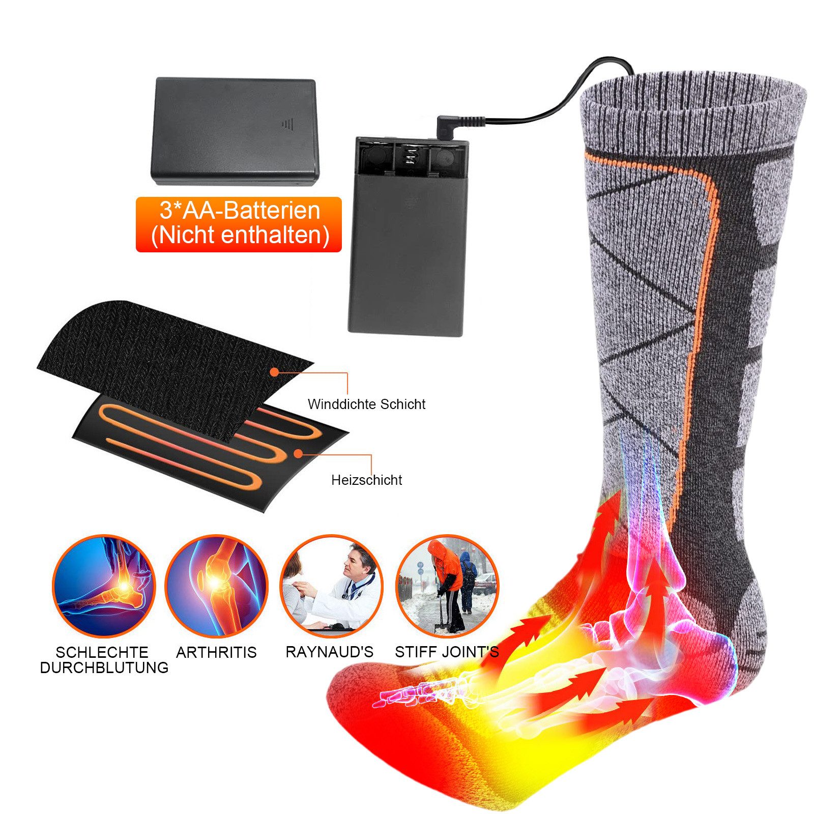 BTTO Thermosocken Beheizbare Socken Funktionssocken Heizsocke Feet Batterie günstig online kaufen