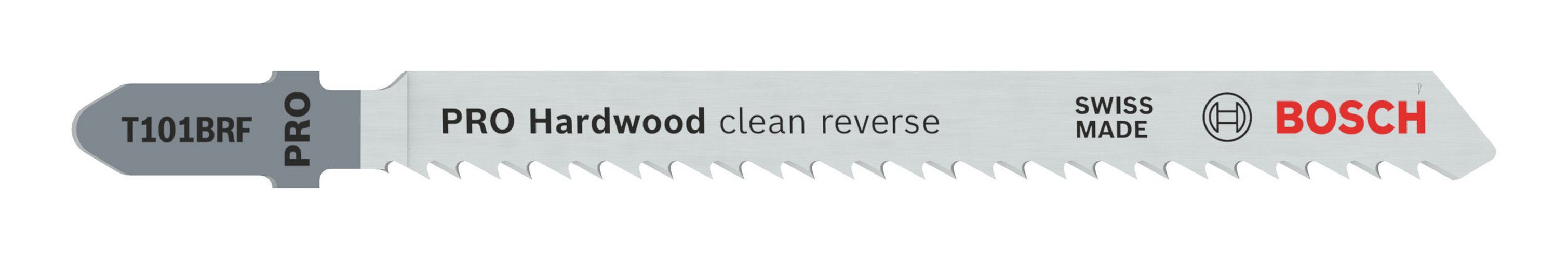 BOSCH Stichsägeblatt Pro Hardwood (5 Stück), Hardwood clean reverse T101BRF, 100 mm - 5er Pack