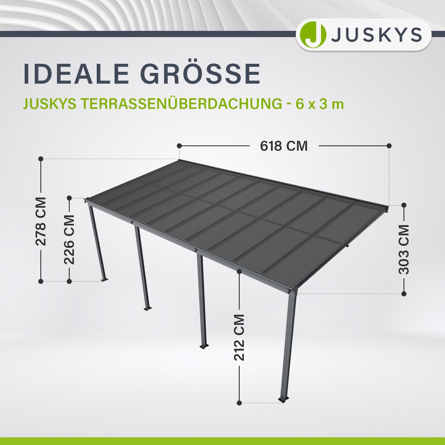 Juskys Terrassendach Borneo, 6x3 m, Regen- günstig online kaufen