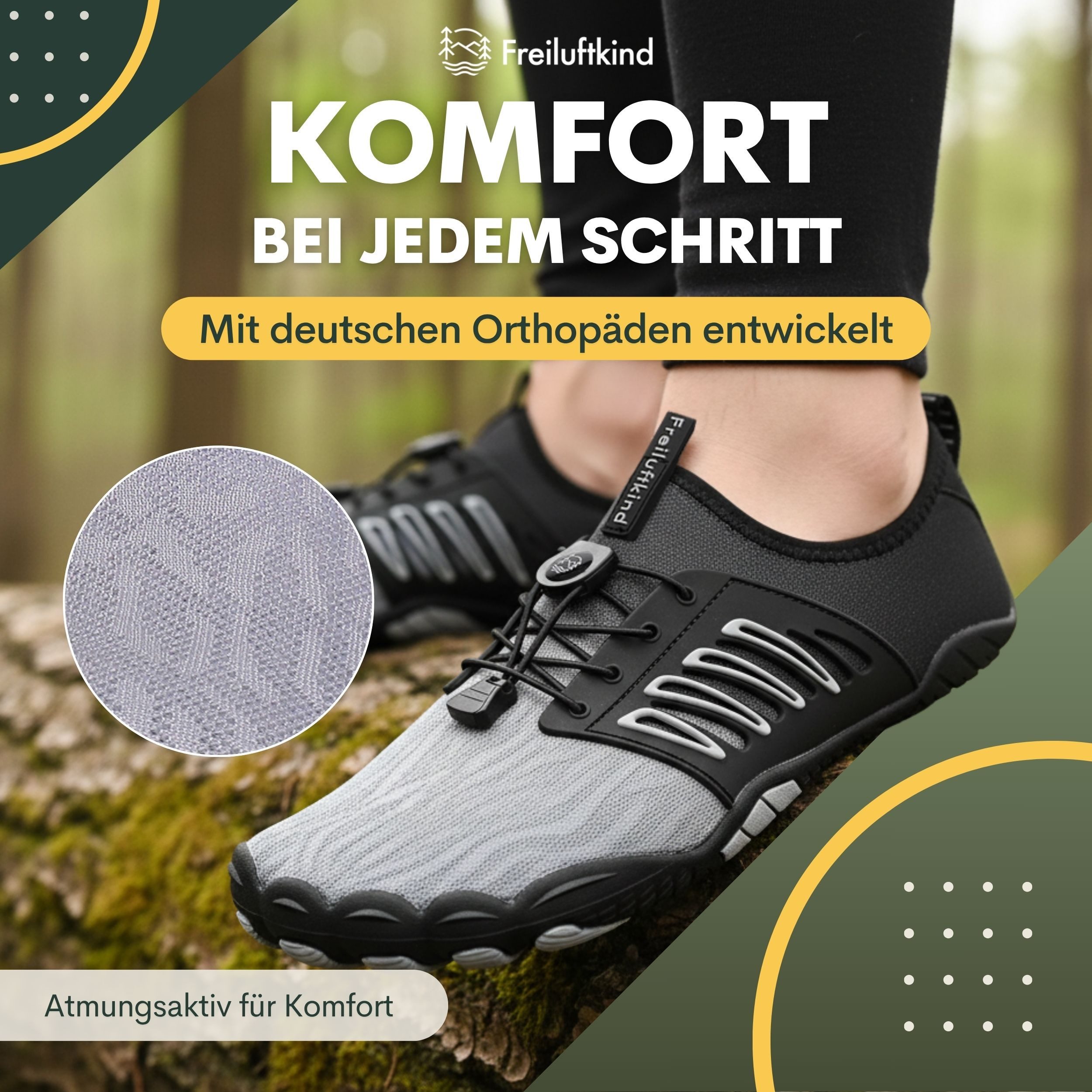Freiluftkind Das Original – Tokai rutschfeste Barfußschuhe Sneaker Schnellverschluss