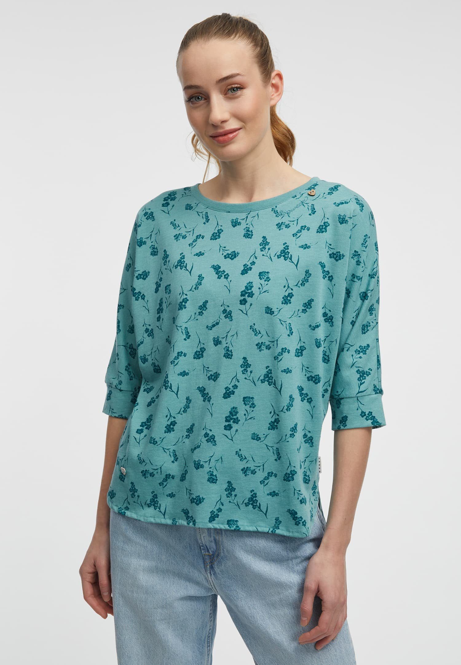 Ragwear Langarmshirt SHIMONA PRINT mit Allover Druck, hinten etwas länger als vorn