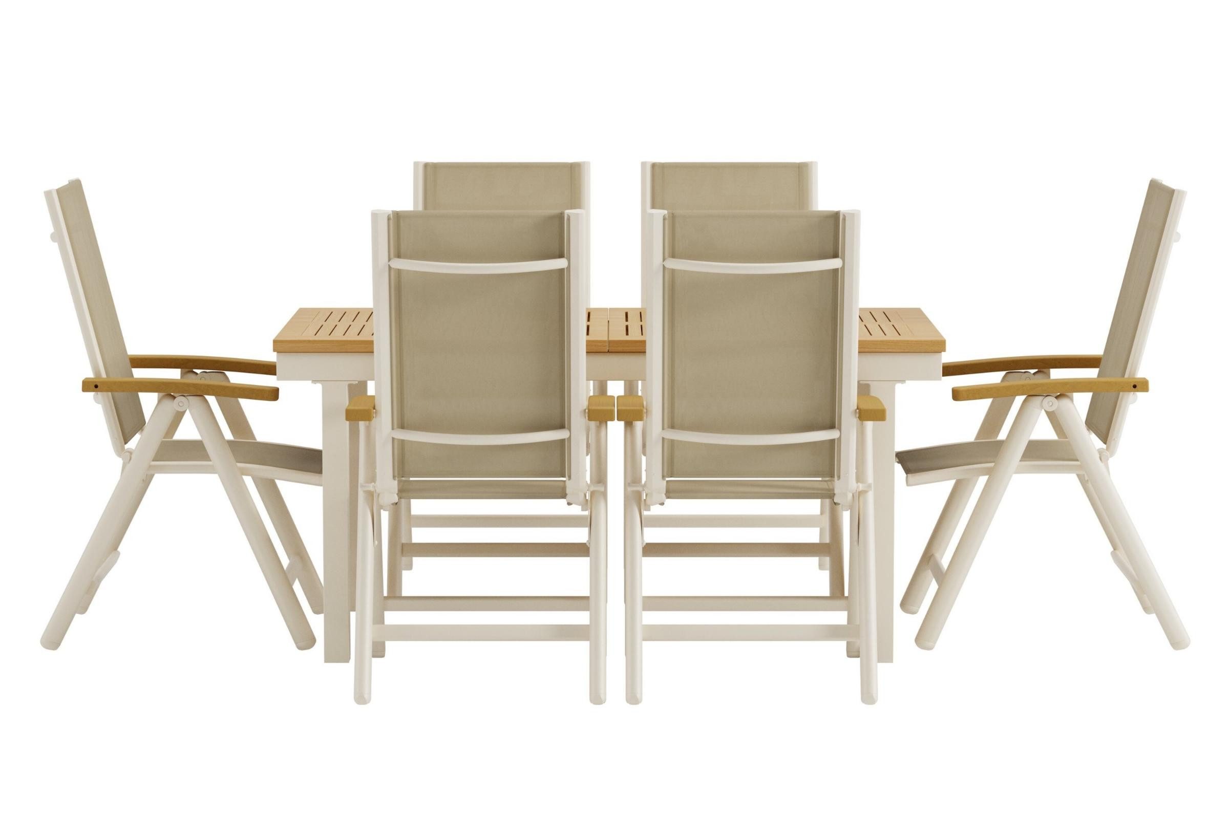 ebuy24 Garten-Essgruppe Panama Gartenset Tisch mit Auszug 90x160 cm Natur, (7-tlg)