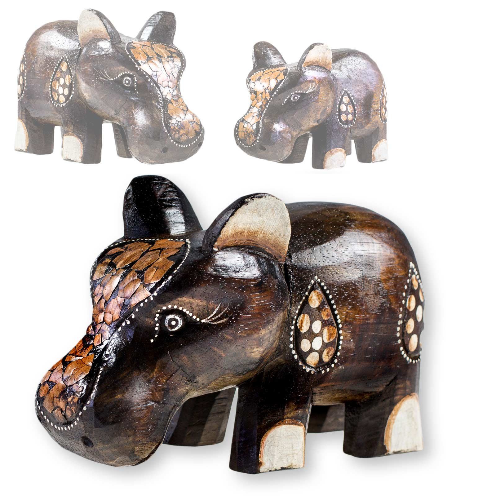 maDDma Tierfigur Happy Hippo Nilpferd Albesia-Holz, braun B