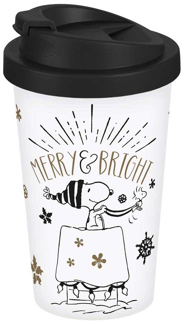 Geda Labels GmbH Coffee-to-go-Becher Coffee to go Becher Peanuts Merry & Bright weiß 400ml, PP