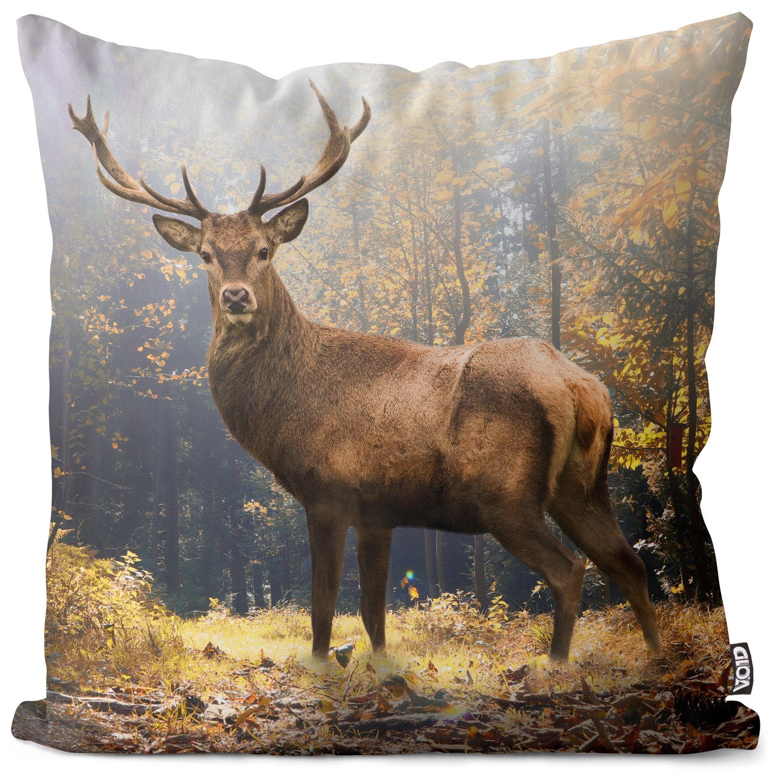 Kissenbezug, VOID Herbst Jagd Deko Hirsch Reh Wald Stück), Geweih Urlaub Laub Kissenbezug Sofa-Kissen (1 Weihnachten Herbst Wald Hirsch