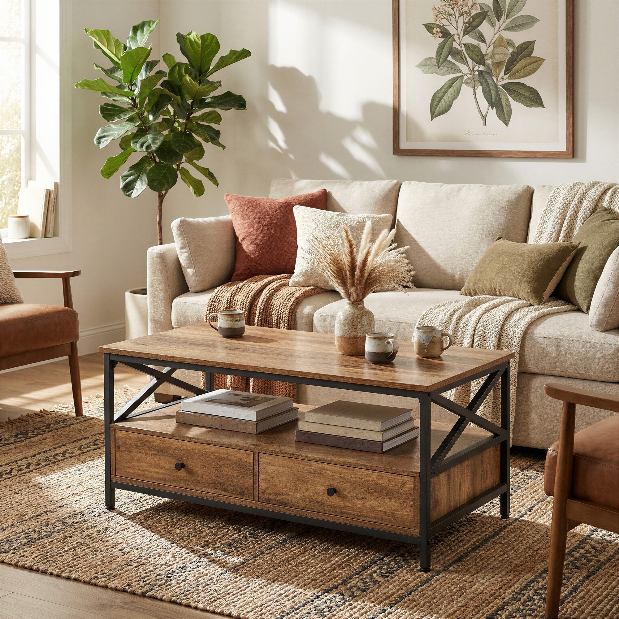 VASAGLE Couchtisch, Sofatisch, Wohnzimmertisch, 100 x 55 x 45 cm(LxBxH)