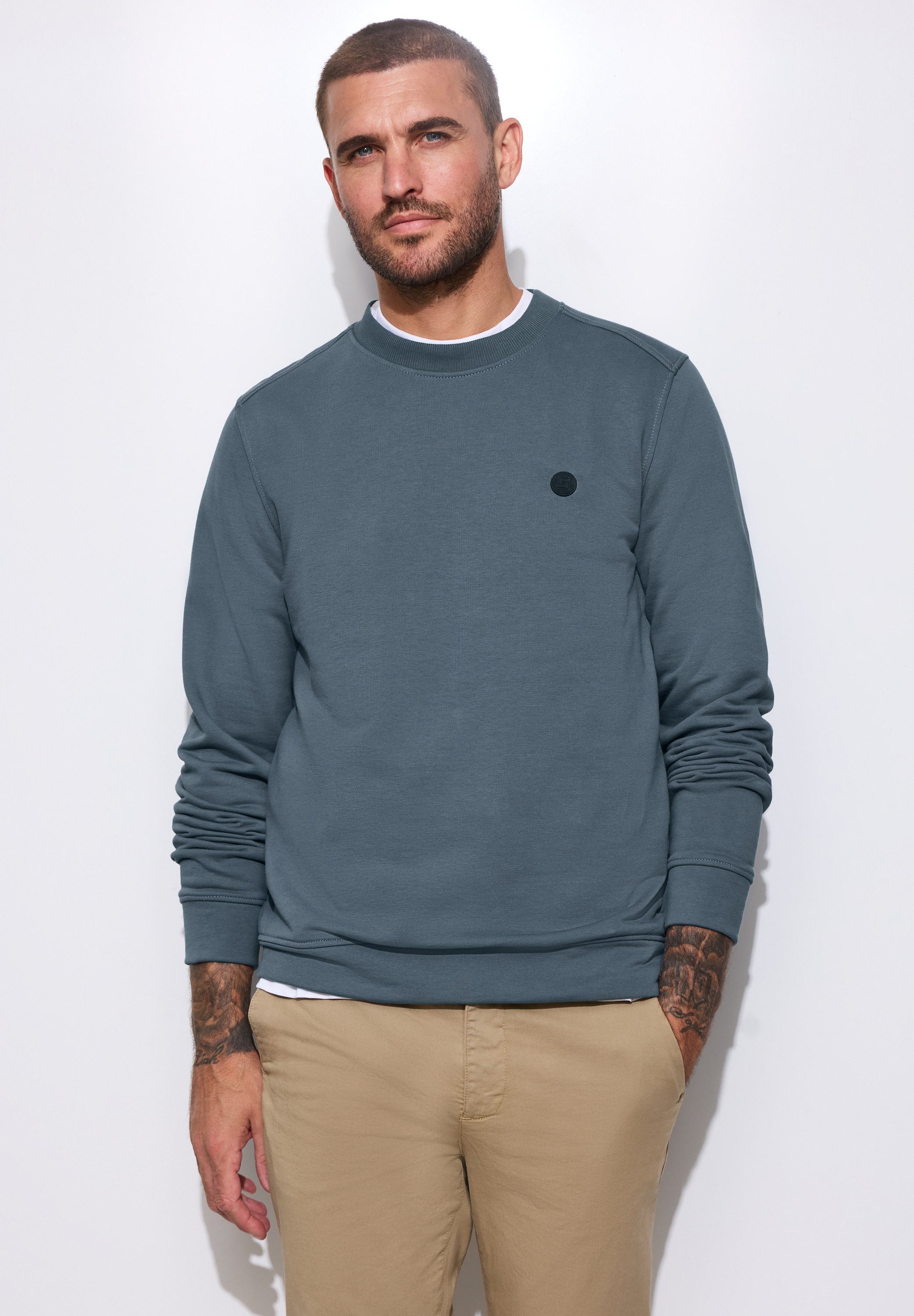 STREET ONE MEN Sweatshirt in Unifarbe