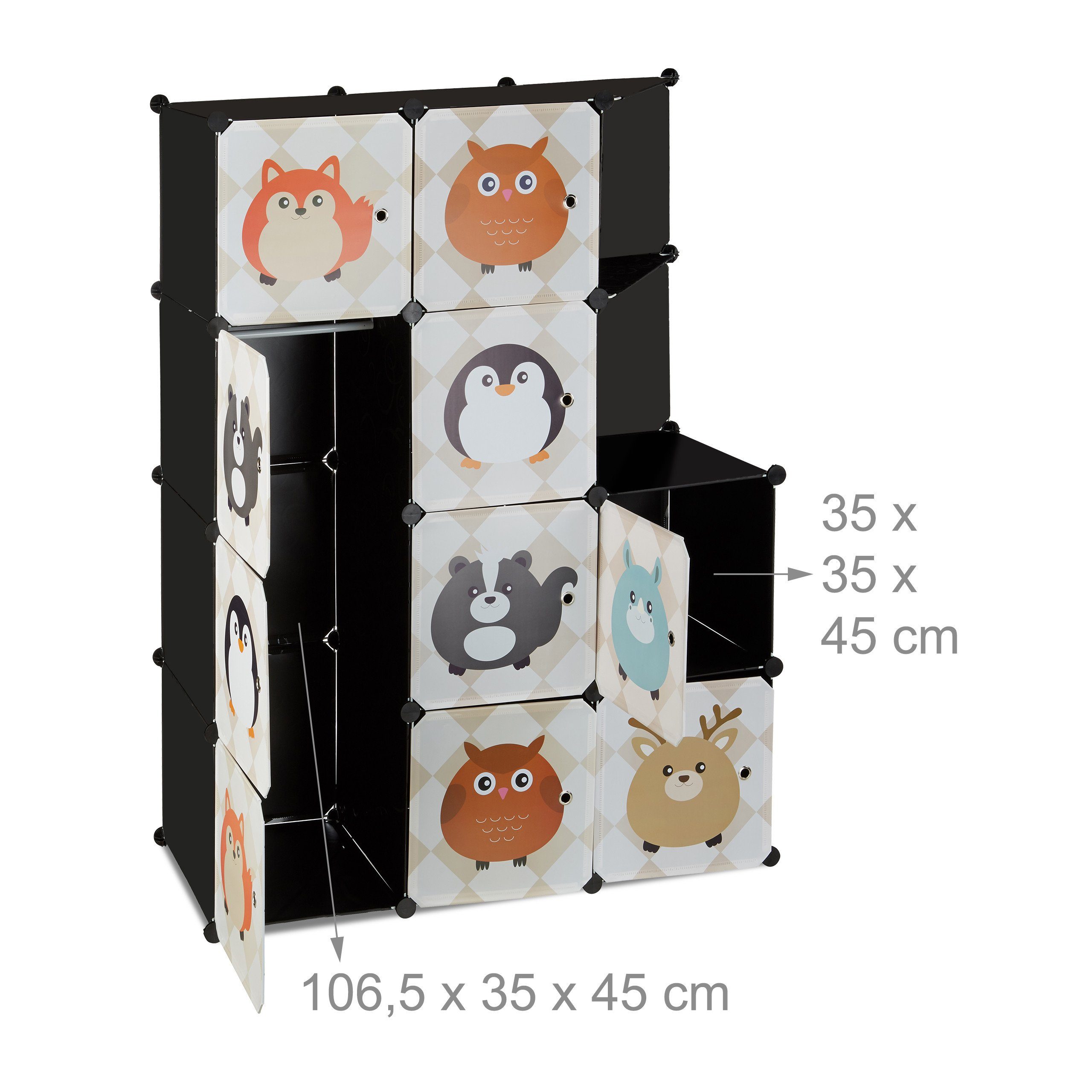 relaxdays Steckregal Kinderzimmer mit Tiermotiven, 88-tlg. – Bild 5 von 5