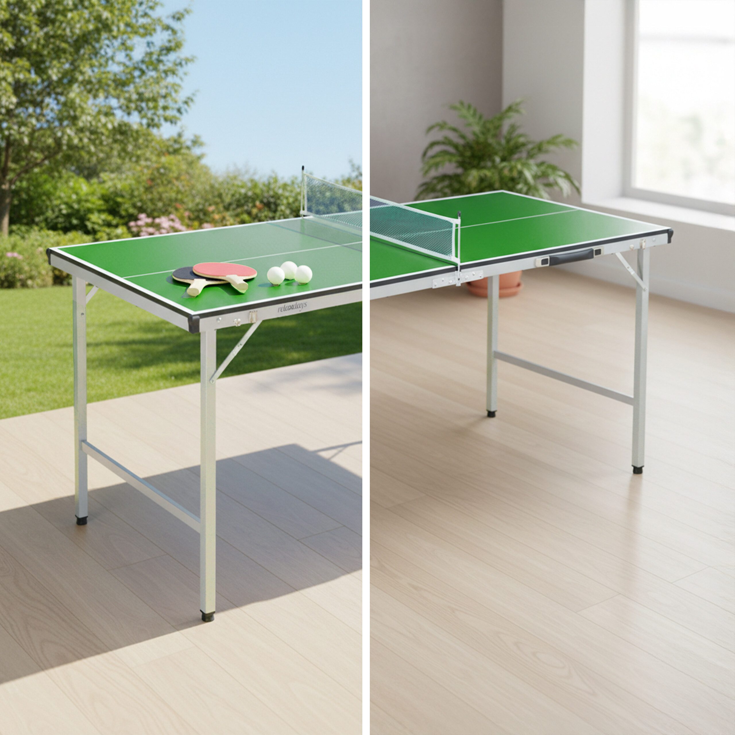 relaxdays Mini-Tischtennisplatte Klappbare Tischtennisplatte mit Zubehör