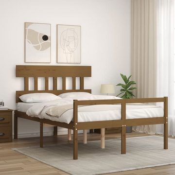 furnicato Bett Seniorenbett mit Kopfteil 140x190 cm Honigbraun Massivholz