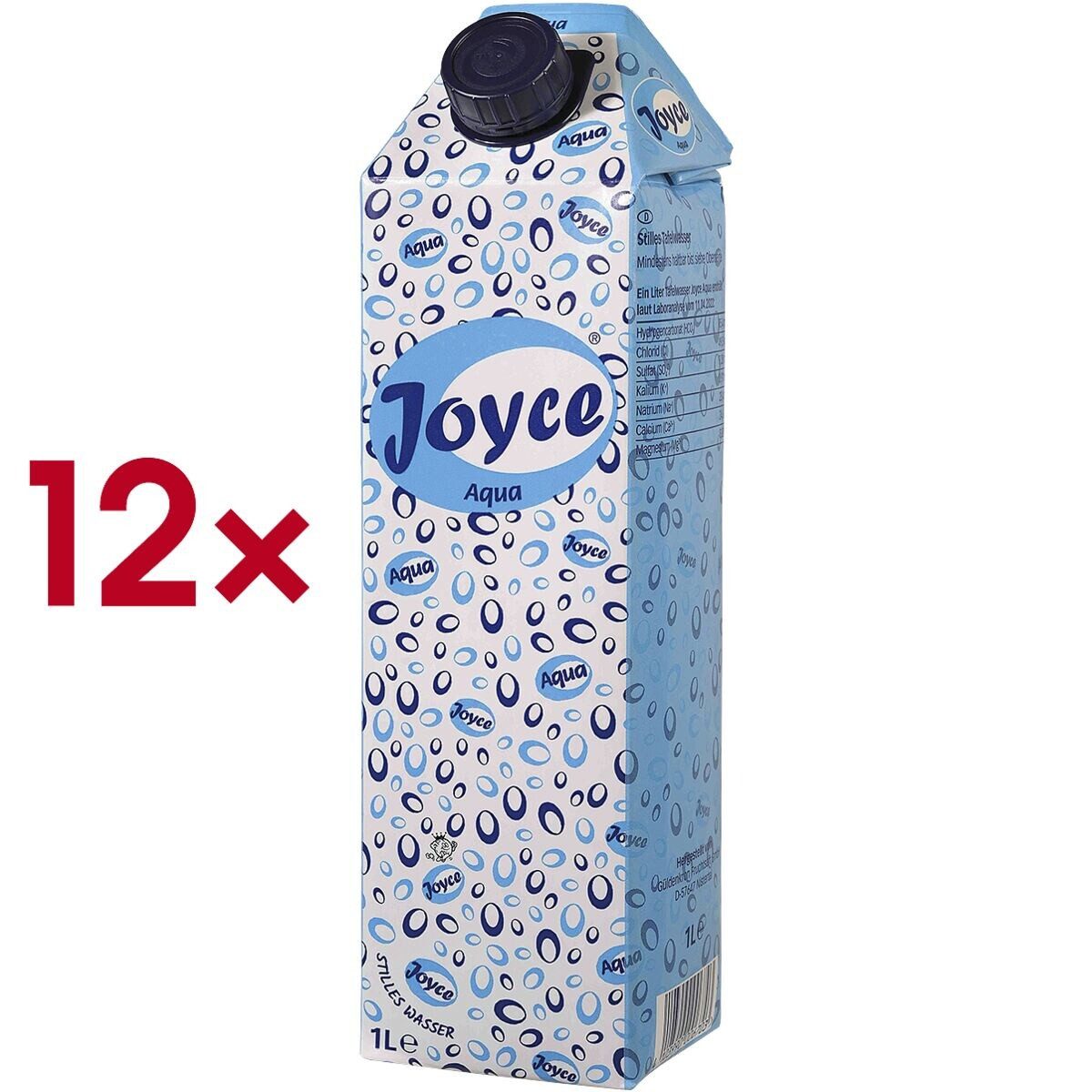 Joyce Trinkwasser Aqua still, 12x 1 Liter, wiederverschließbar