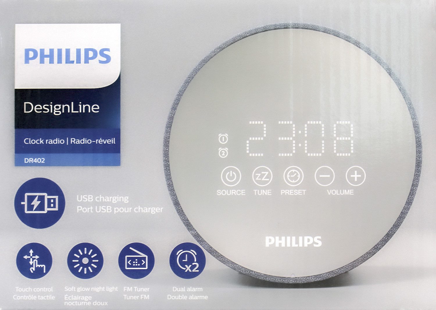Philips Radiowecker Philips TADR402/12 Radiowecker, Netzbetrieb, USB, grau
