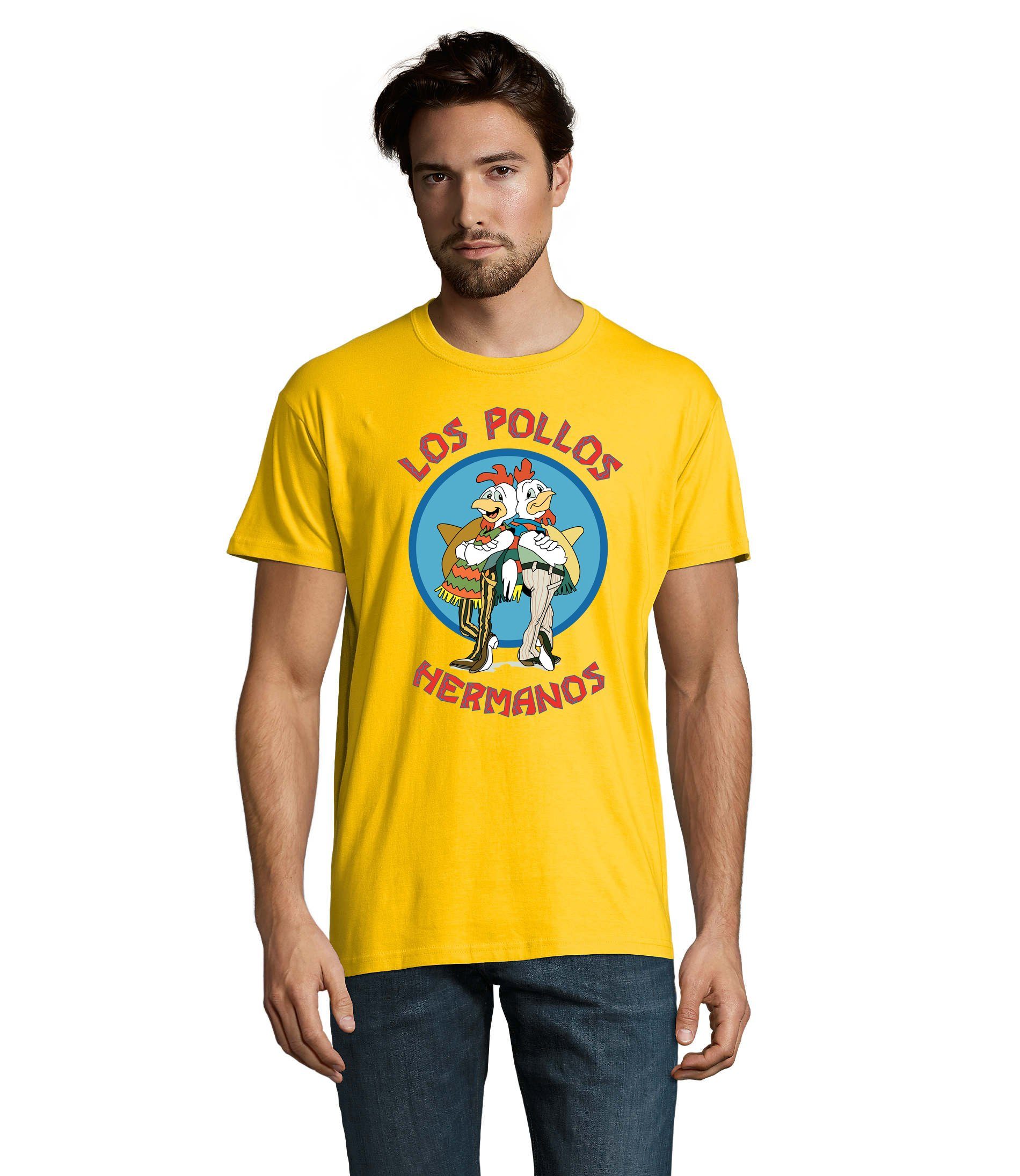 Blondie & Brownie T-Shirt Herren Gelb Logo Los Hermanos Pollos Print Saul