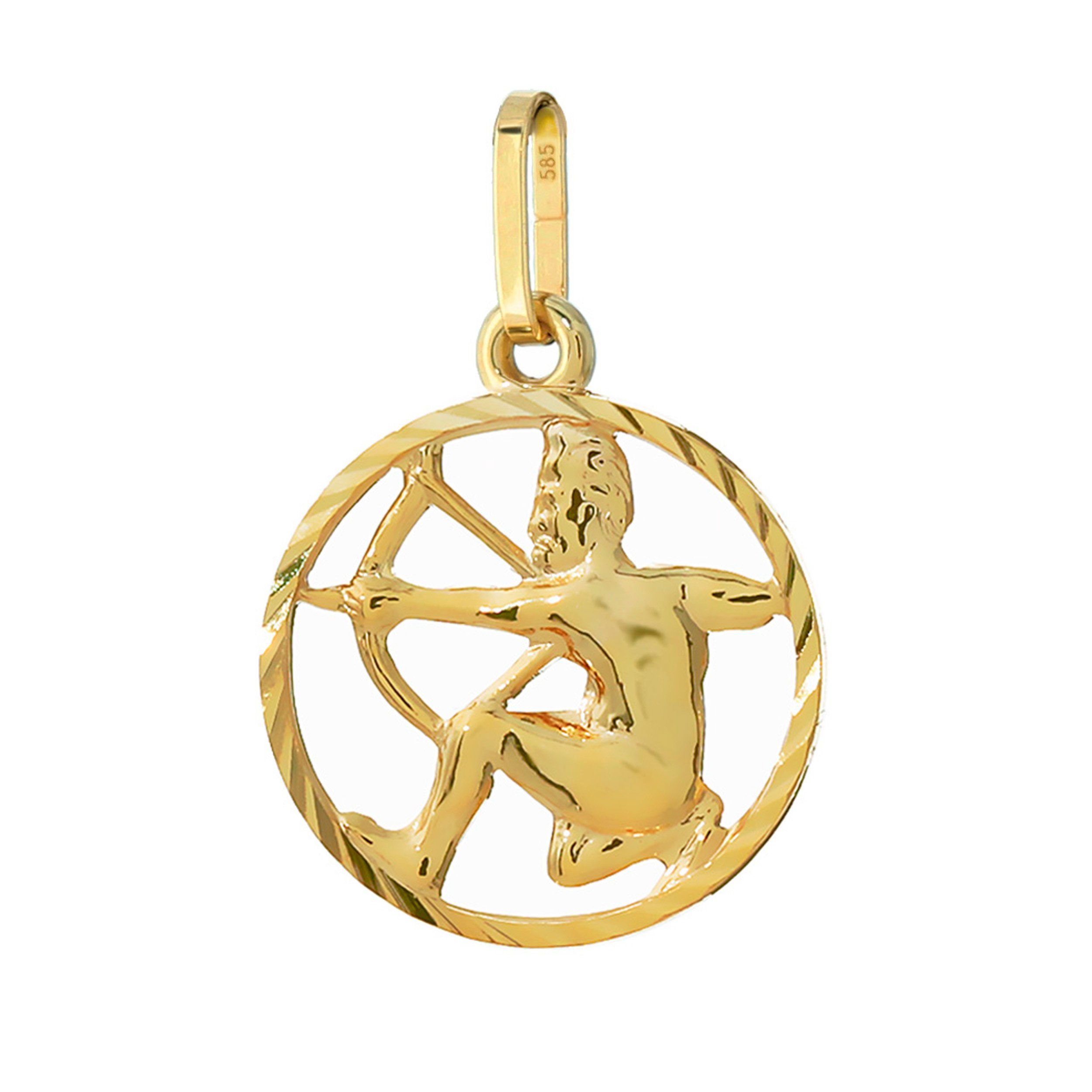 NKlaus Kettenanhänger Schutze Sternzeichen 585 Gelb Gold 14 Karat 15mm Kettenanhänger Horosk | Kettenanhänger